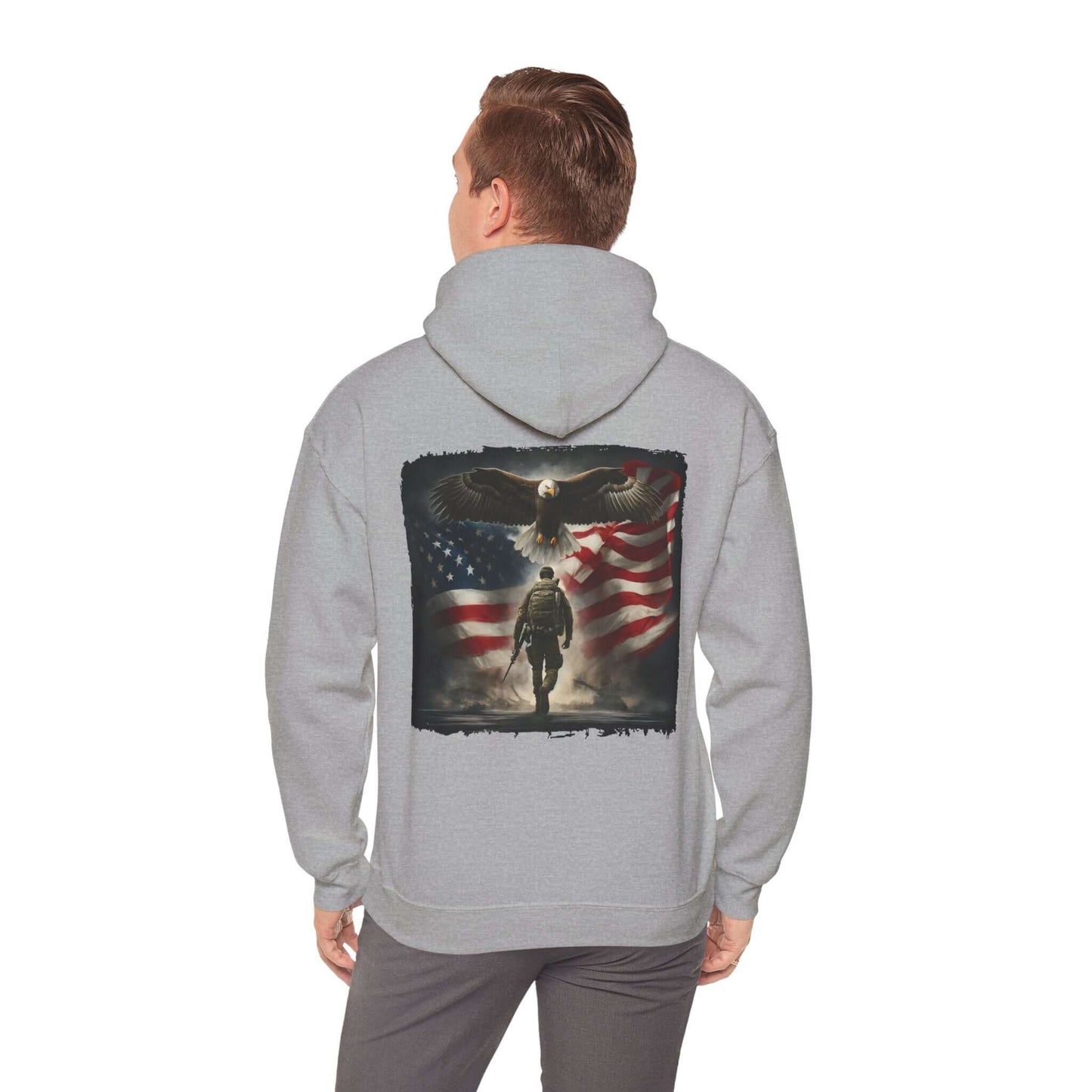 Patriotic Eagle & Soldier Hoodie – Veterans, Military Families, and Americans Patriotic Apparel, Brand63