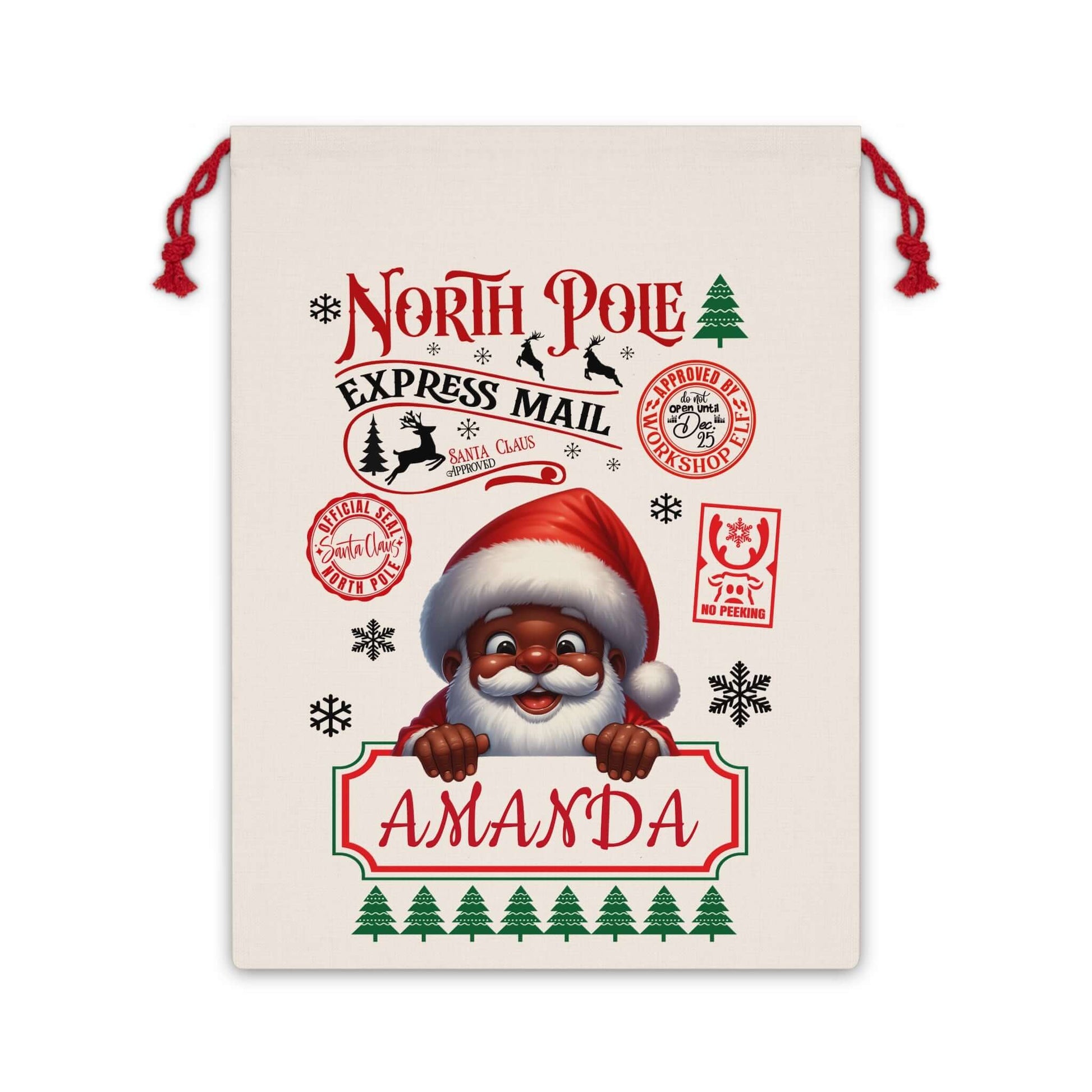 Personalized Jolly Christmas Santa Gift Sac, Brand63