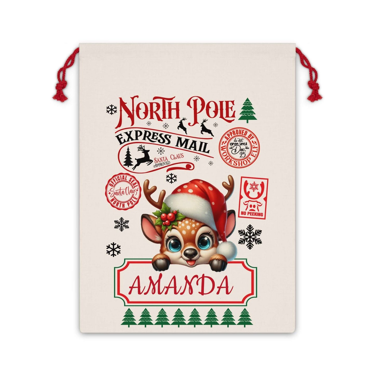 Personalized 'Lil Reindeer Christmas Gift Sac, Brand63