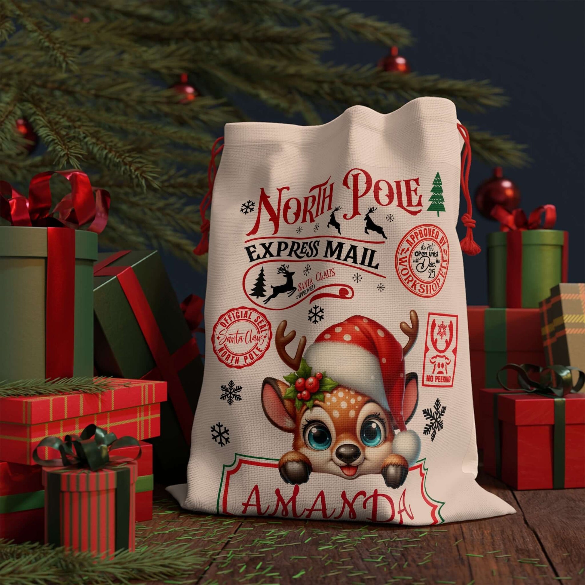 Personalized 'Lil Reindeer Christmas Gift Sac, Brand63