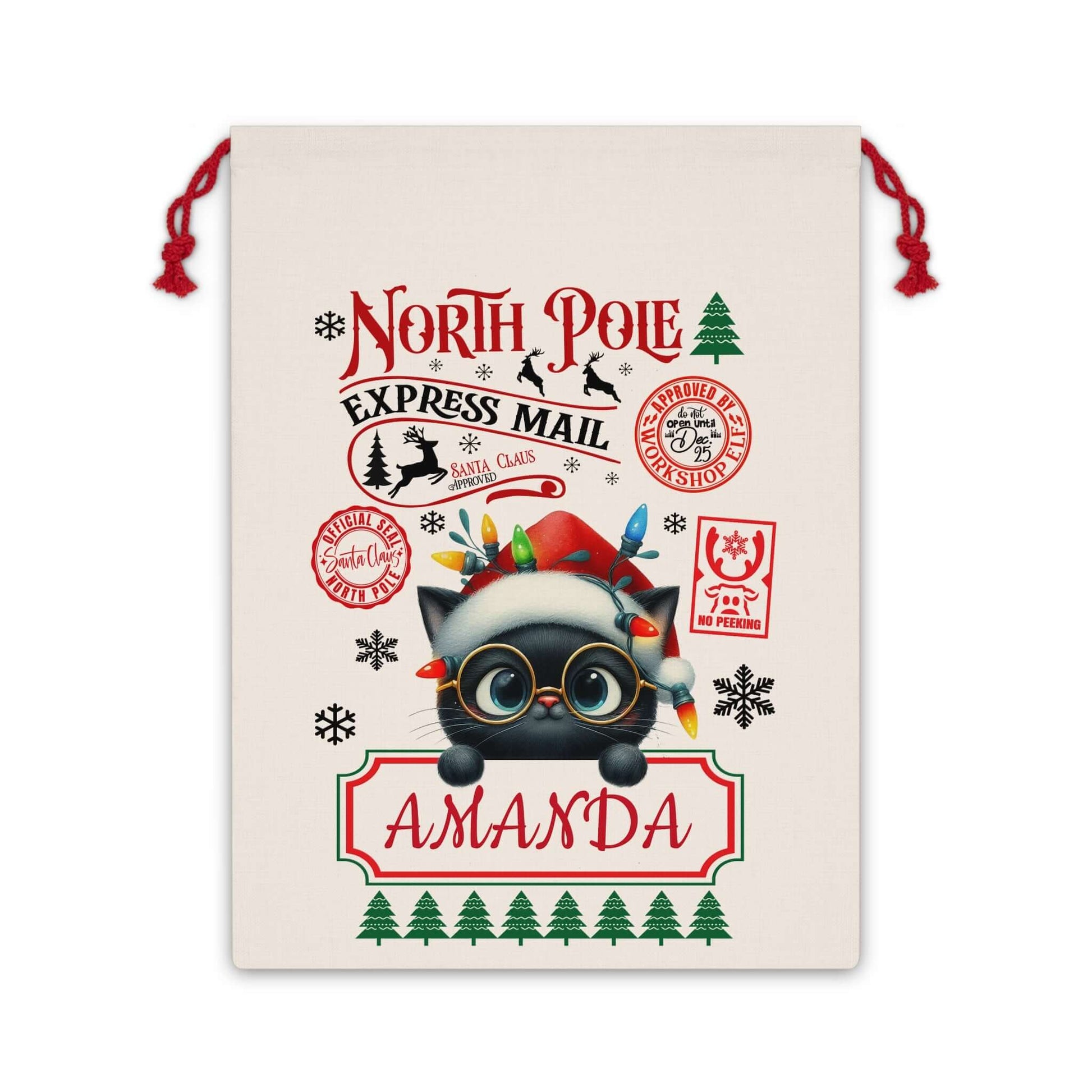 Personalized Meowy Christmas Gift Sac, Brand63