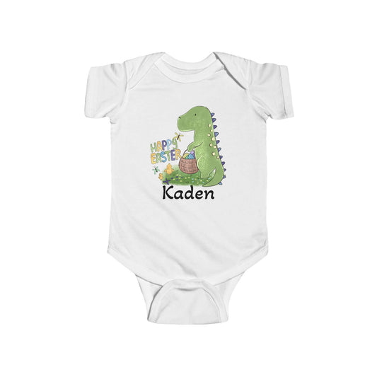 Personalized Name Dino & Easter Eggs Infant Boy Onesie, Brand63