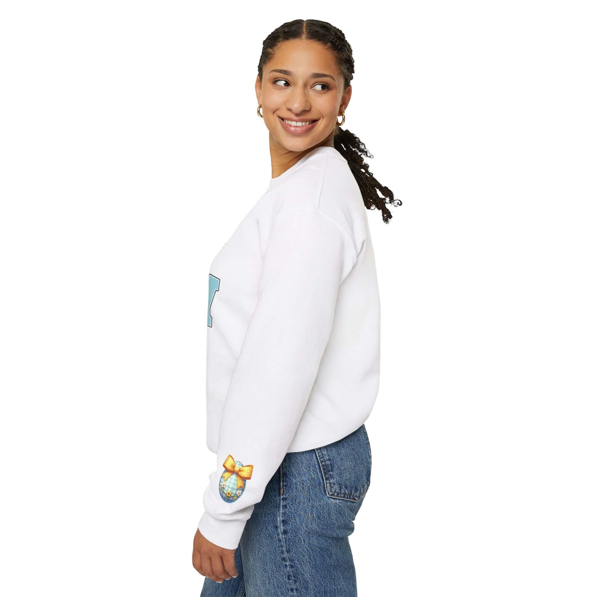 Personalized Nurse Bunny Crewneck Sweatshirt - Cute Egg Arm Design Included, Brand63