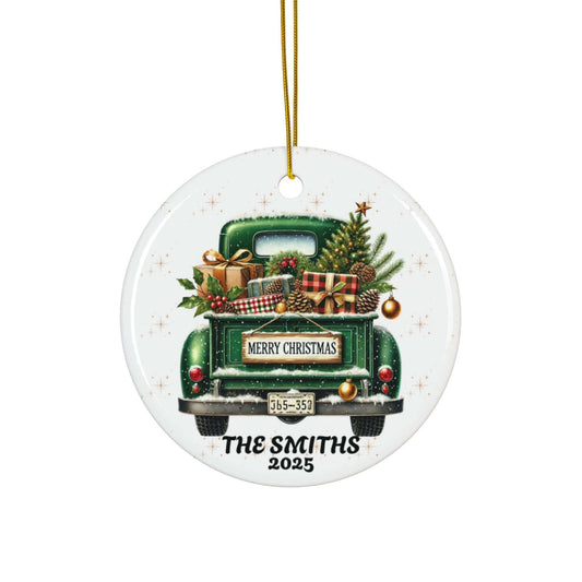 Personalized Old Fashion Christmas Ornament Set (5pcs, 10pcs) -Green Truck, Brand63