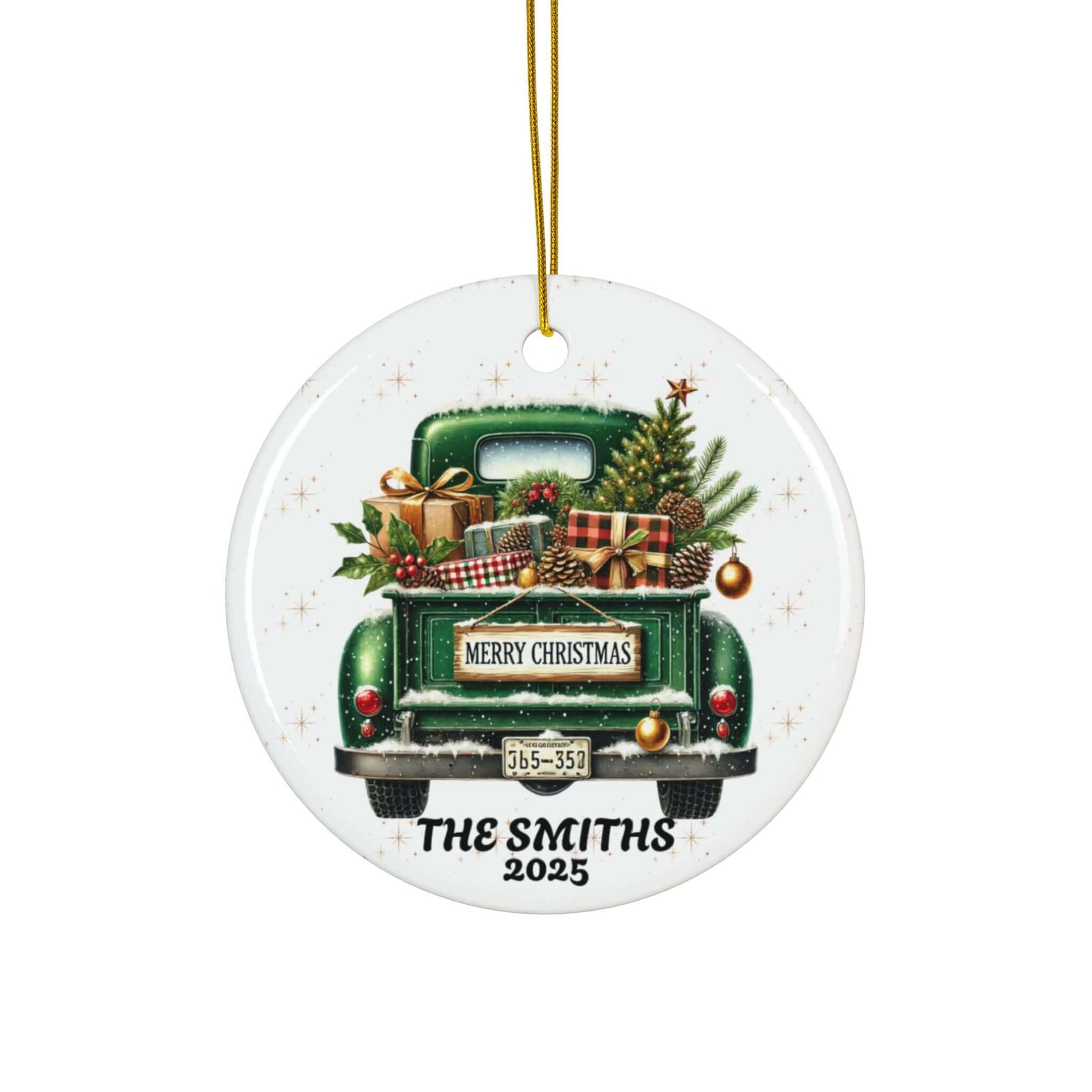 Personalized Old Fashion Christmas Ornament Set (5pcs, 10pcs) -Green Truck, Brand63