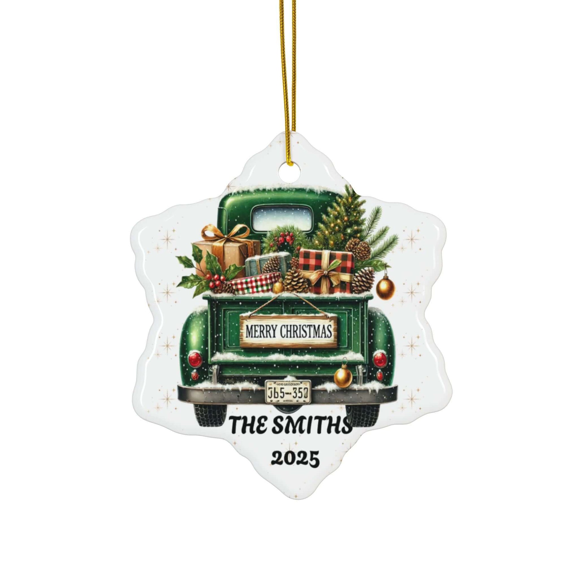 Personalized Old Fashion Christmas Ornament Set (5pcs, 10pcs) -Green Truck, Brand63
