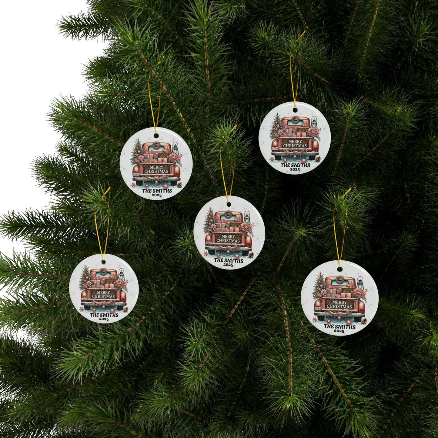 Personalized Old Fashion Christmas Ornament Set (5pcs, 10pcs) -Rose Gold, Brand63