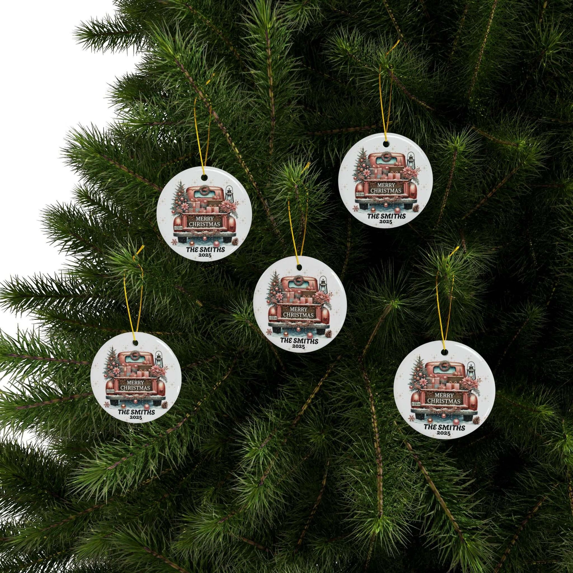 Personalized Old Fashion Christmas Ornament Set (5pcs, 10pcs) -Rose Gold, Brand63