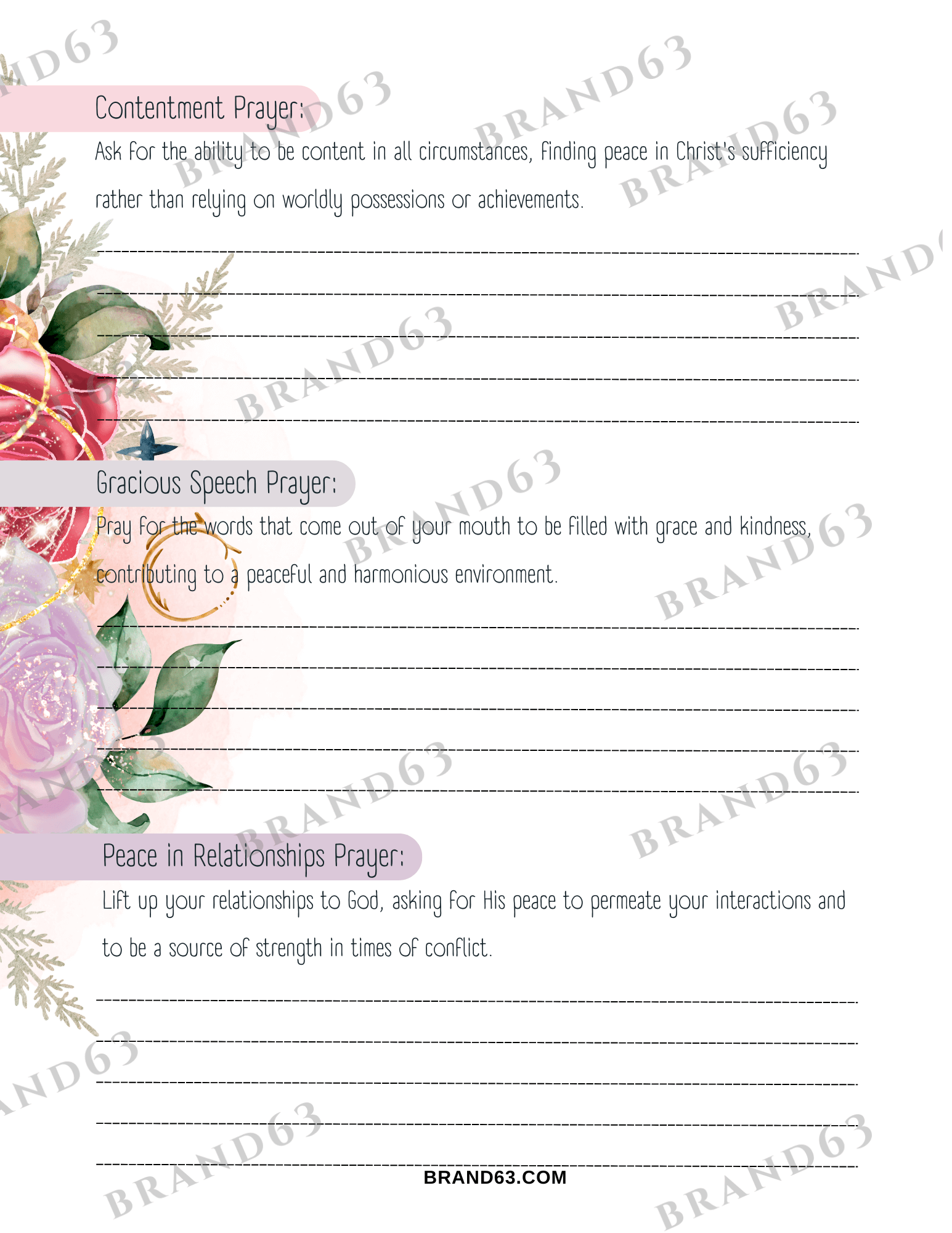 Prayer Journal for Women (Instant Download), Brand63