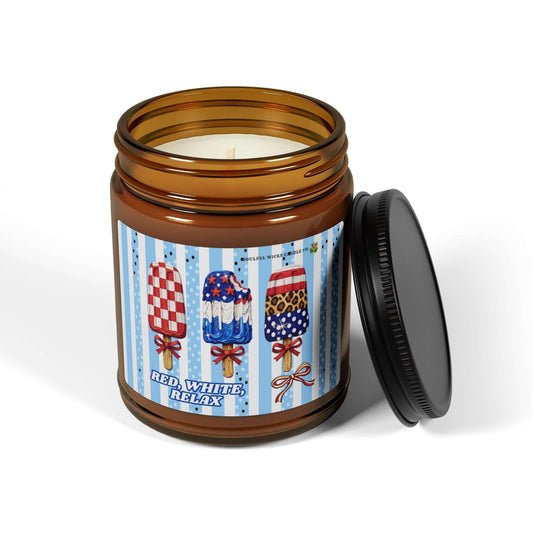 Red, White, Relax Summer Vibes Vegan Scented Soy Candle, Brand63