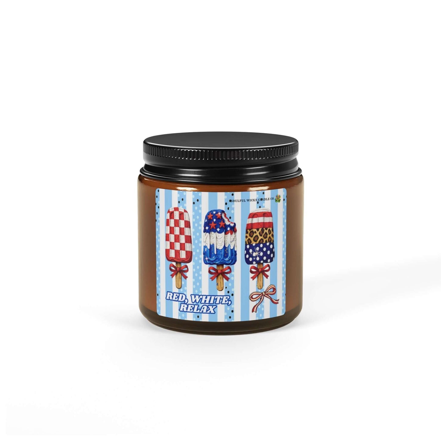 Red, White, Relax Summer Vibes Vegan Scented Soy Candle, Brand63, Candles
