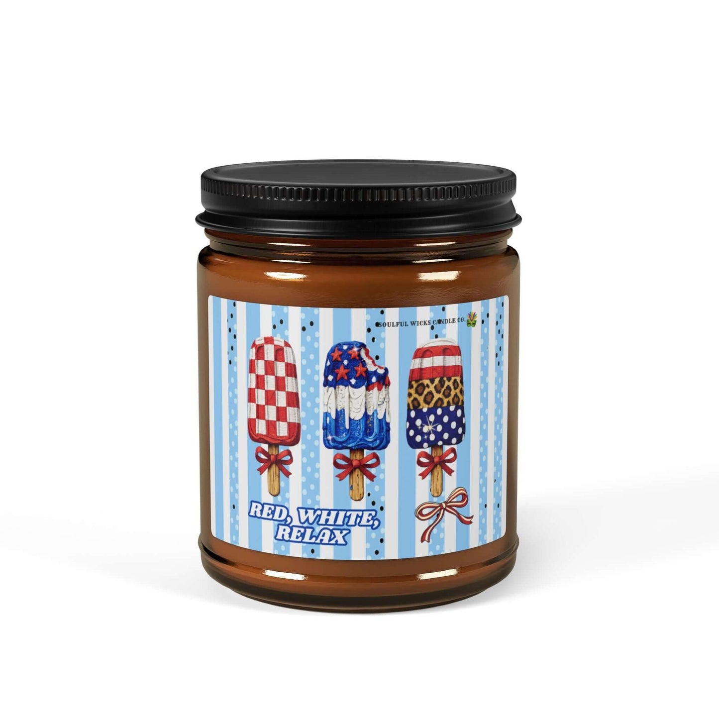 Red, White, Relax Summer Vibes Vegan Scented Soy Candle, Brand63, Candles