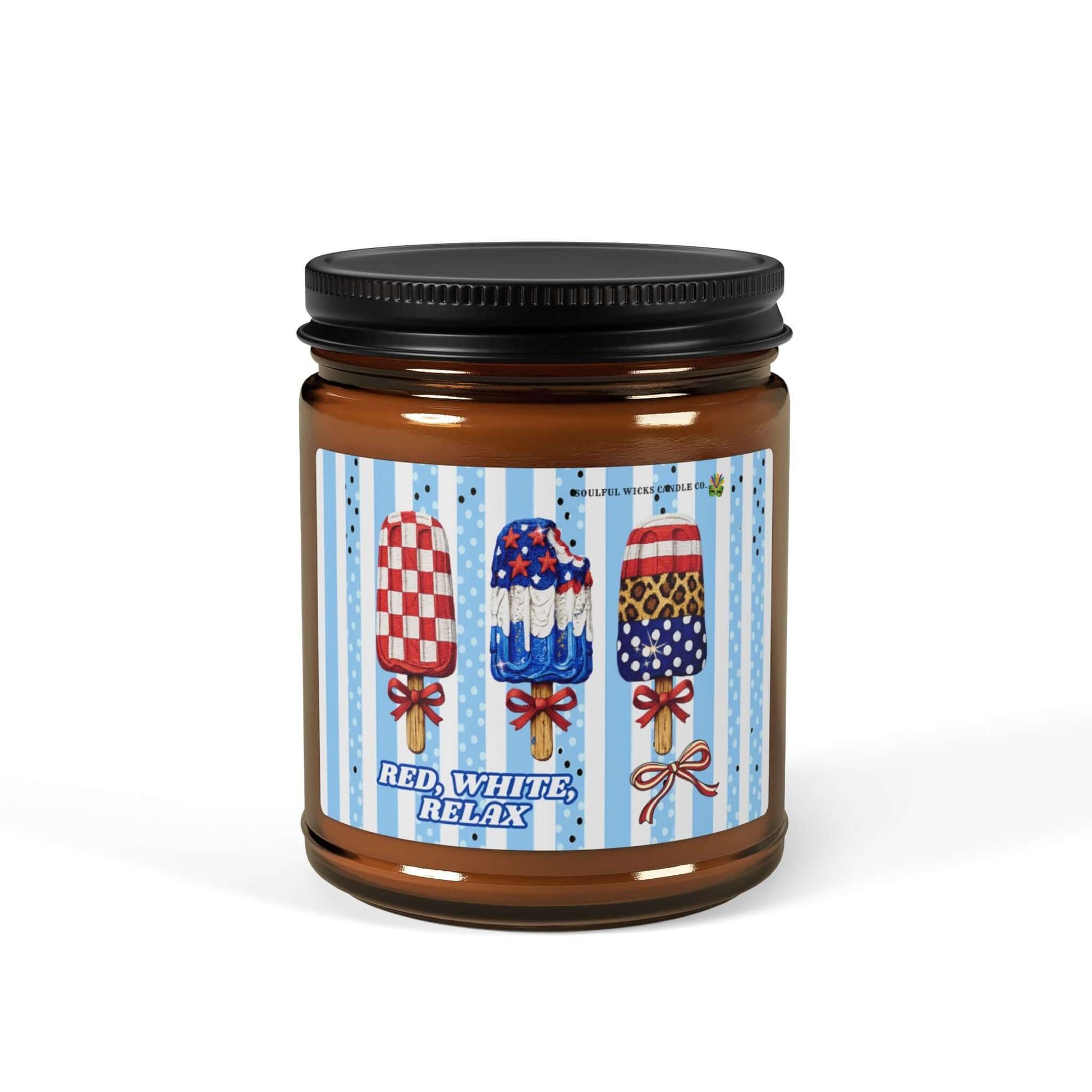 Red, White, Relax Summer Vibes Vegan Scented Soy Candle, Brand63, Candles
