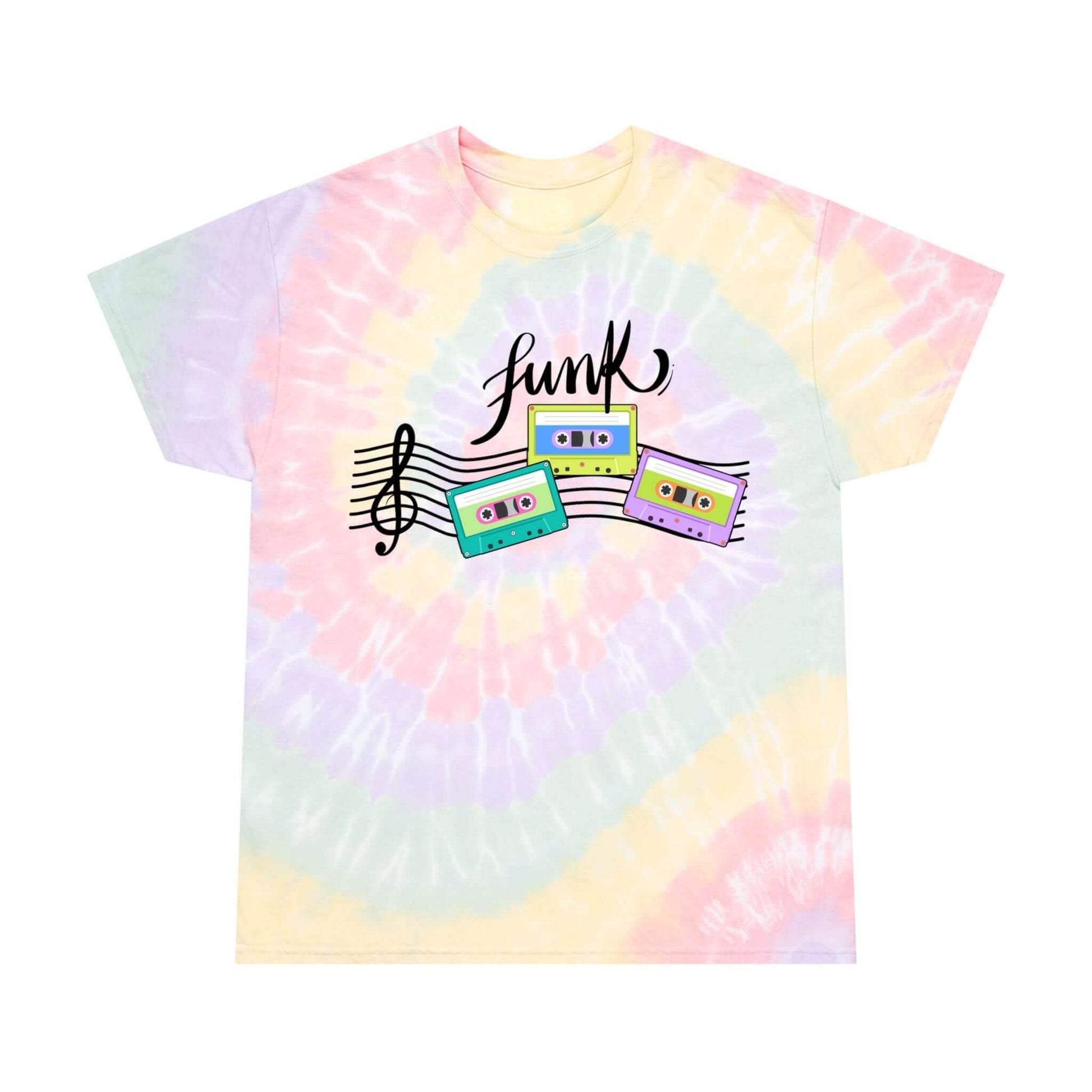 Retro Funk Cassette Tie-Dye Tee Spiral T-Shirt, Brand63