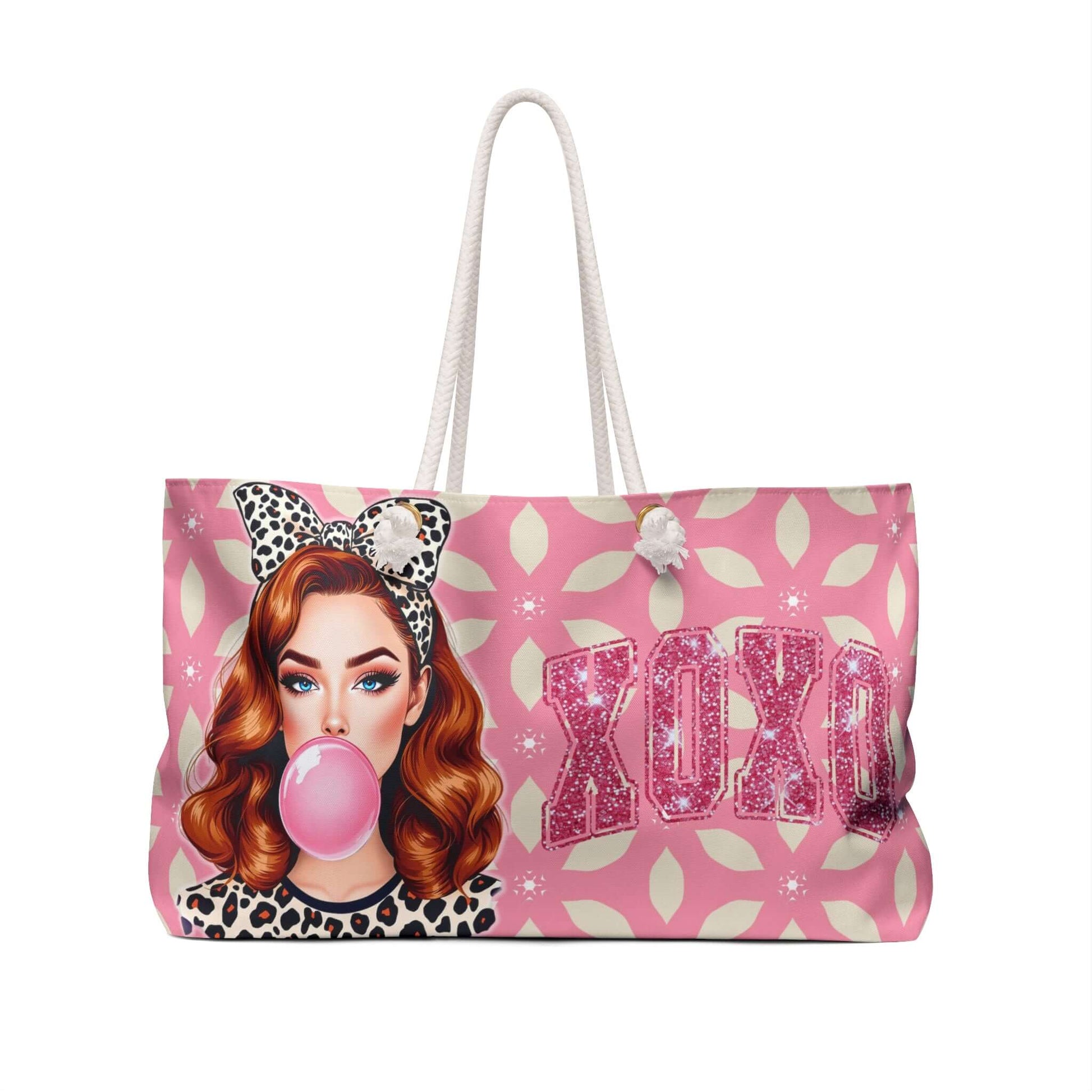 Retro Pin-Up Girl XOXO - Weekender Bag, Leopard Print, Brand63