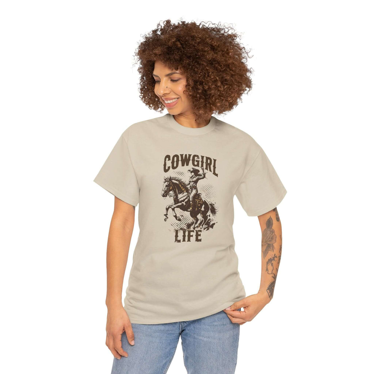 Rustic Western Cowgirl Life Heavy Cotton T-Shirt, Brand63