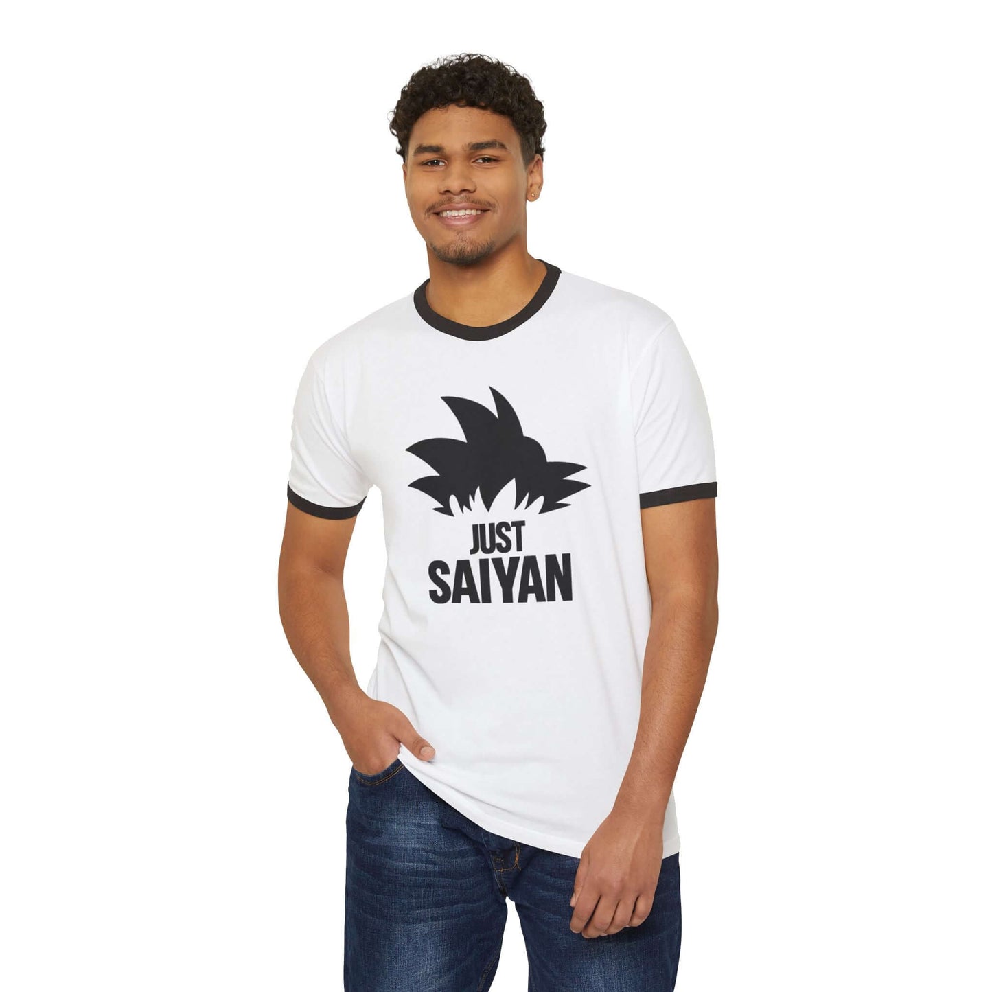Saiyan Anime Graphic Ringer T-Shirt, Brand63