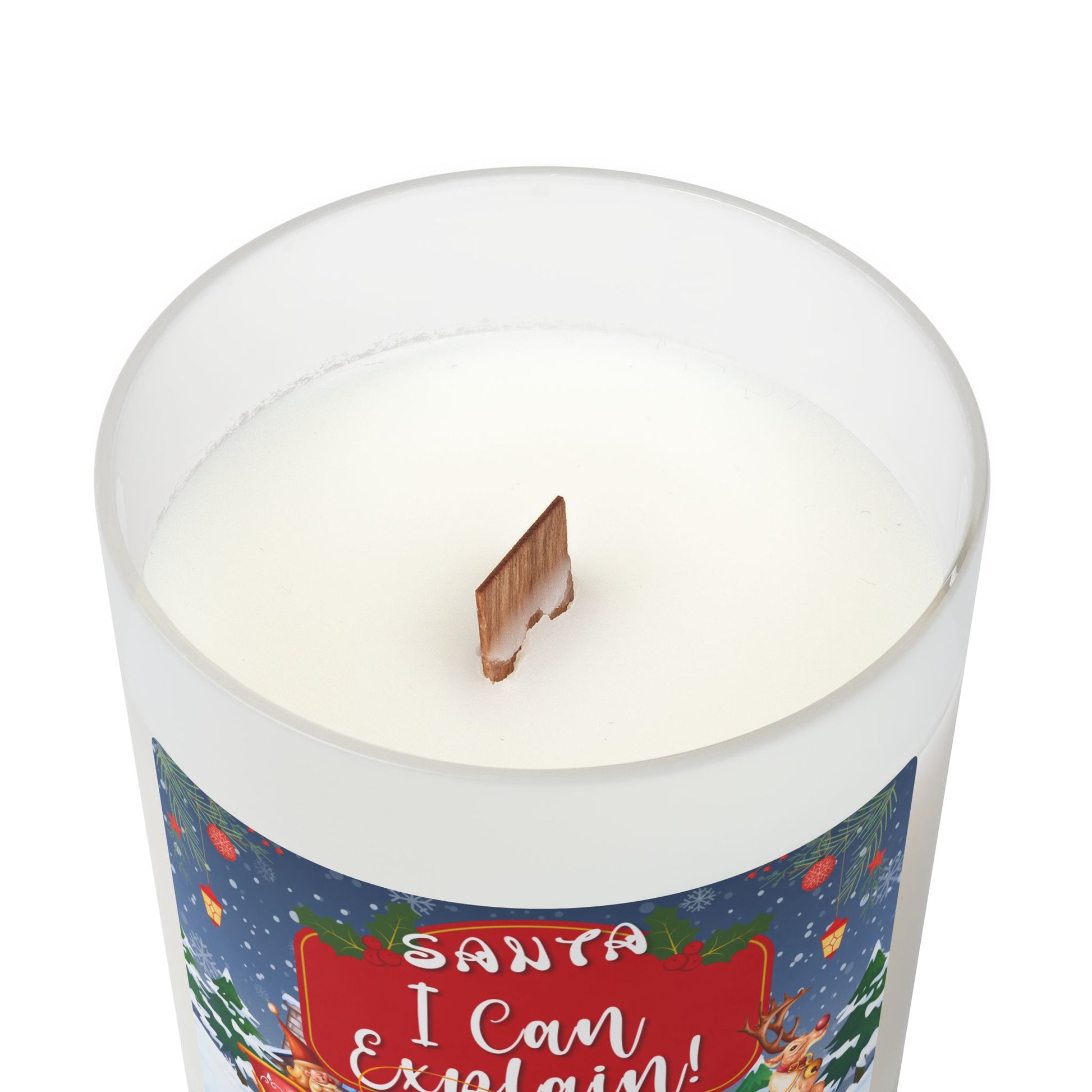 Santa, I Can Explain - Frosted Glass Christmas Candle — 11oz, Brand63