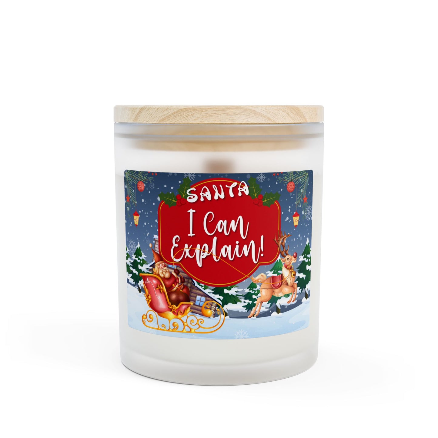 Santa, I Can Explain - Frosted Glass Christmas Candle — 11oz, Brand63