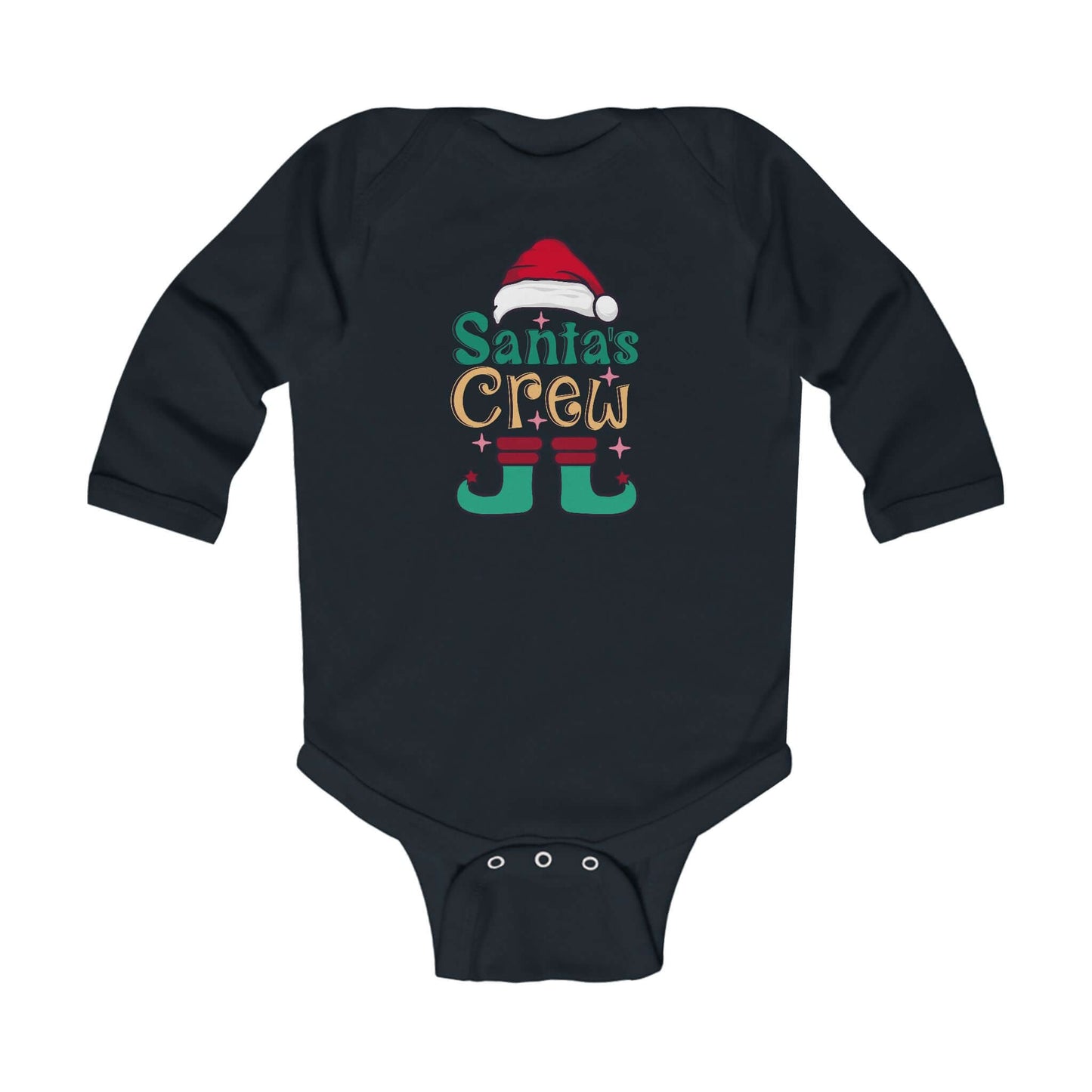 Santa's Crew Infant Long Sleeve Onsie – Christmas Cozy Holiday Bodysuit for Babies, Brand63