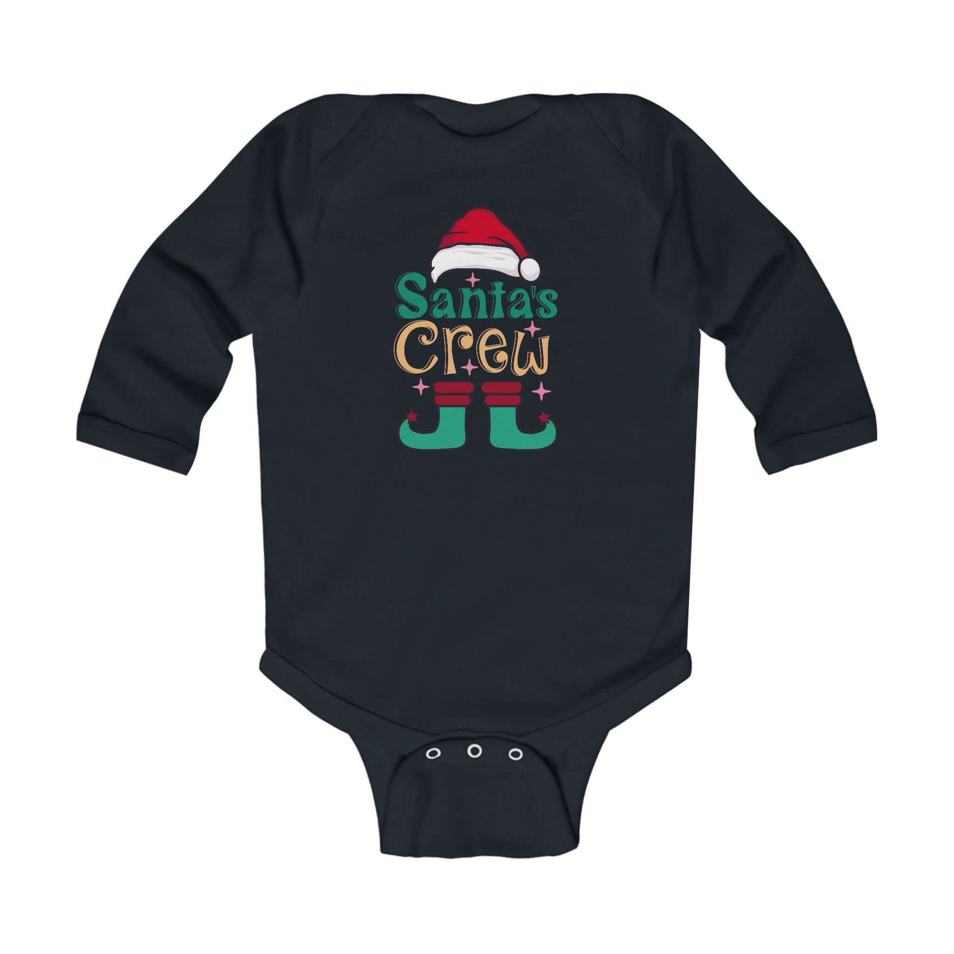 Santa's Crew Infant Long Sleeve Onsie – Christmas Cozy Holiday Bodysuit for Babies, Brand63