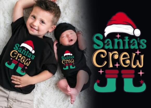 Santa's Crew Infant Long Sleeve Onsie – Christmas Cozy Holiday Bodysuit for Babies, Brand63