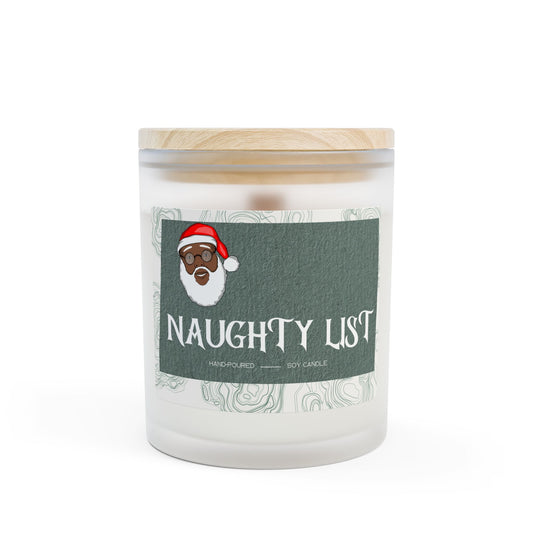 Santa's Naughty List Frosted Glass Christmas Candle — 11oz, Brand63