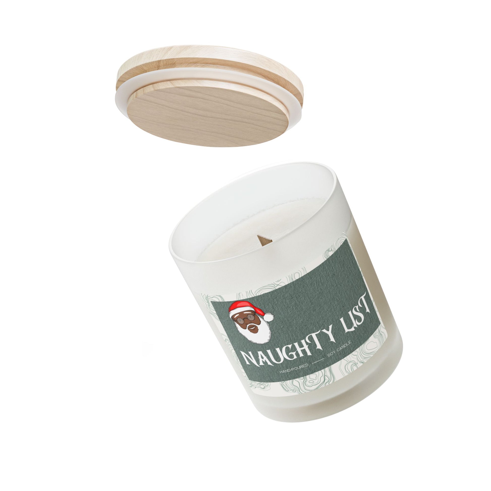 Santa's Naughty List Frosted Glass Christmas Candle — 11oz, Brand63
