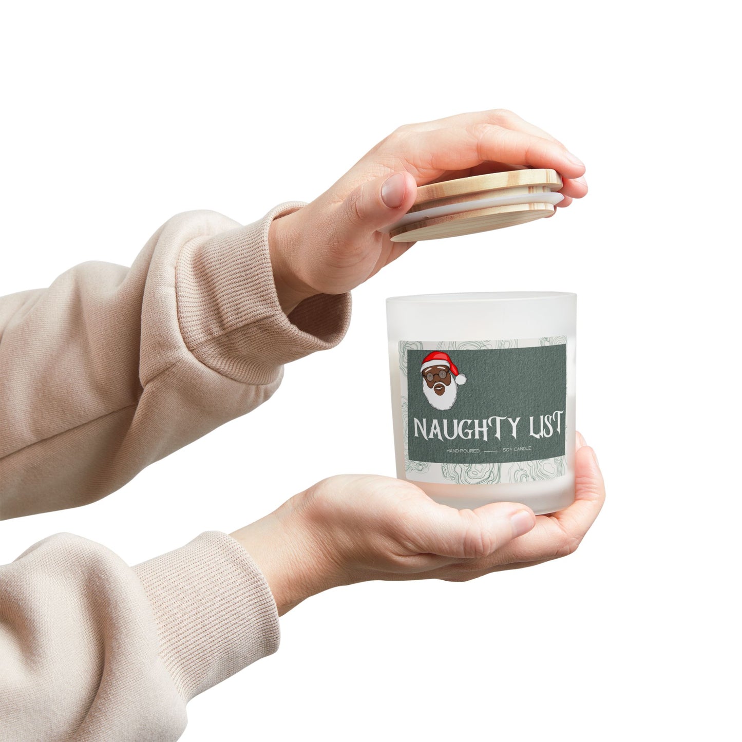 Santa's Naughty List Frosted Glass Christmas Candle — 11oz, Brand63