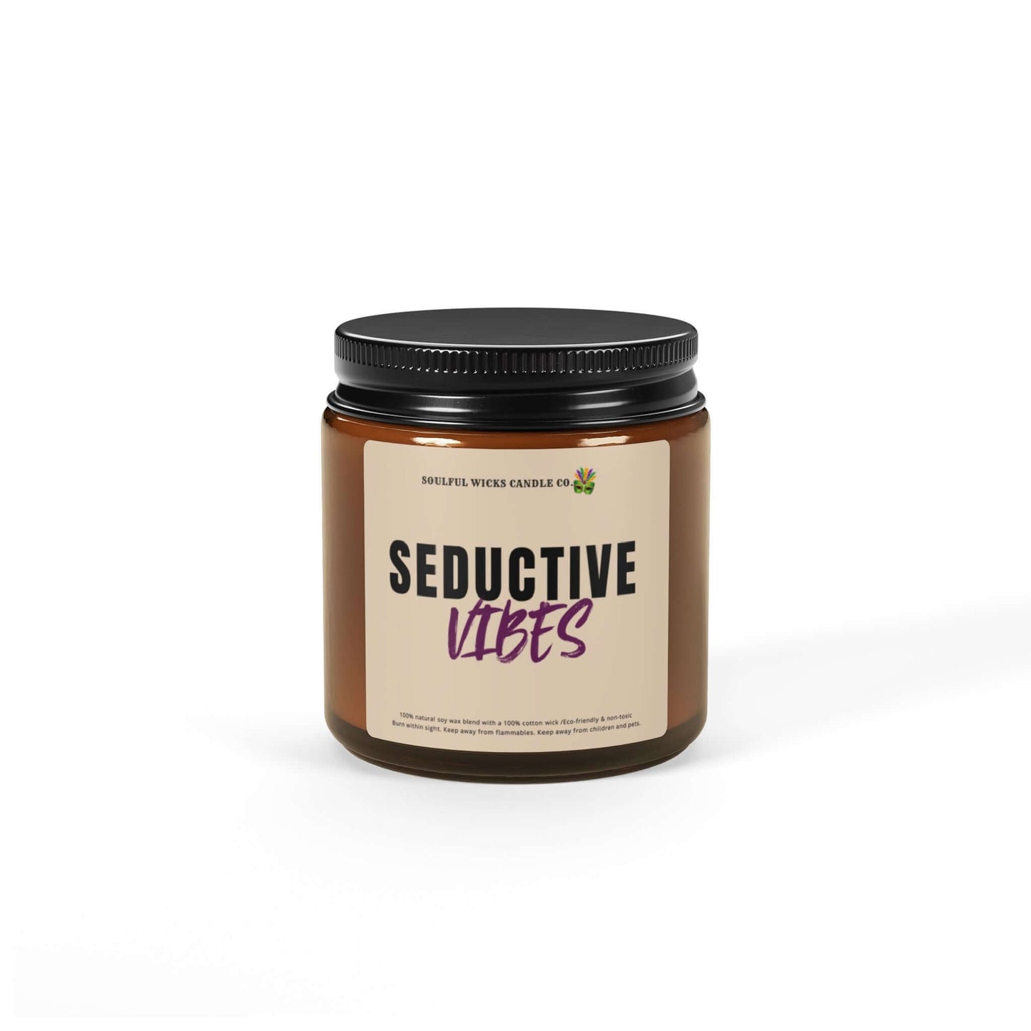 Seductive Vibes Scented Soy Candle in Amber Jar, Brand63