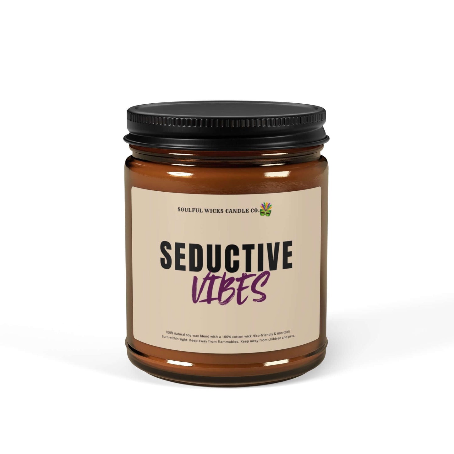 Seductive Vibes Scented Soy Candle in Amber Jar, Brand63