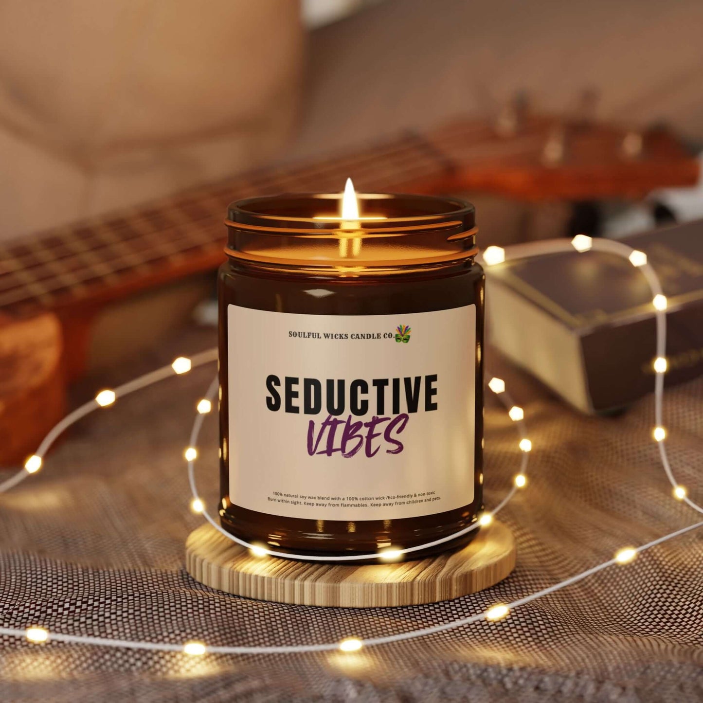Seductive Vibes Scented Soy Candle in Amber Jar, Brand63
