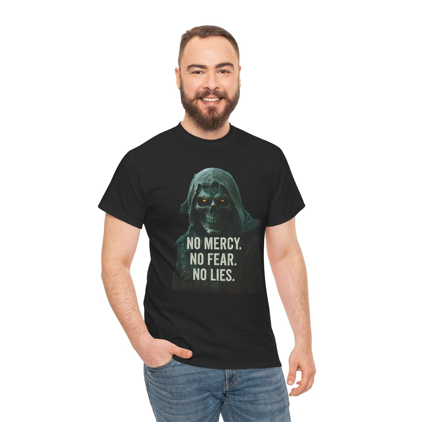 Skeleton Graphic Black Tee, No Mercy, Brand63