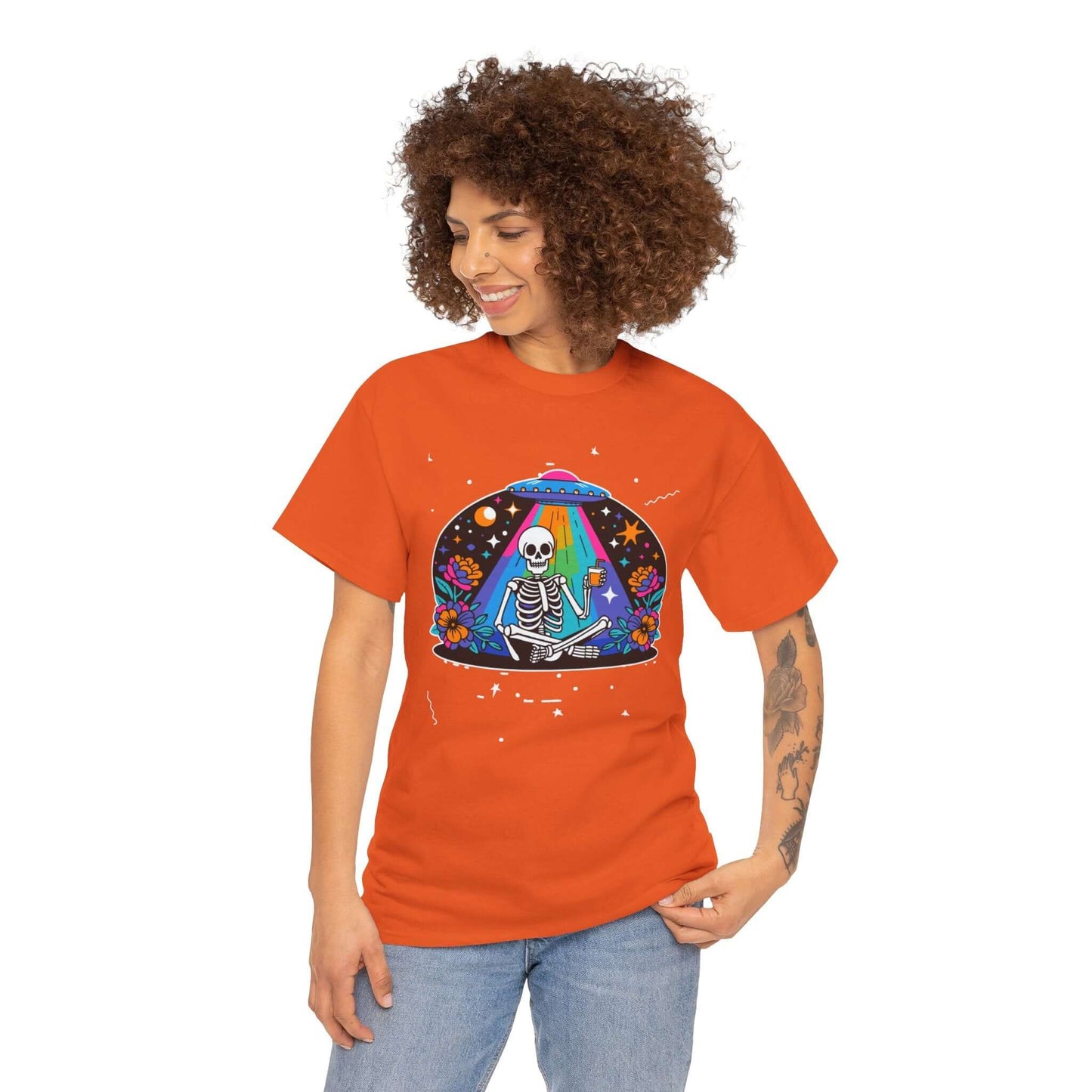 Skeleton UFO Halloween T-Shirt | Plus Size Available, Brand63