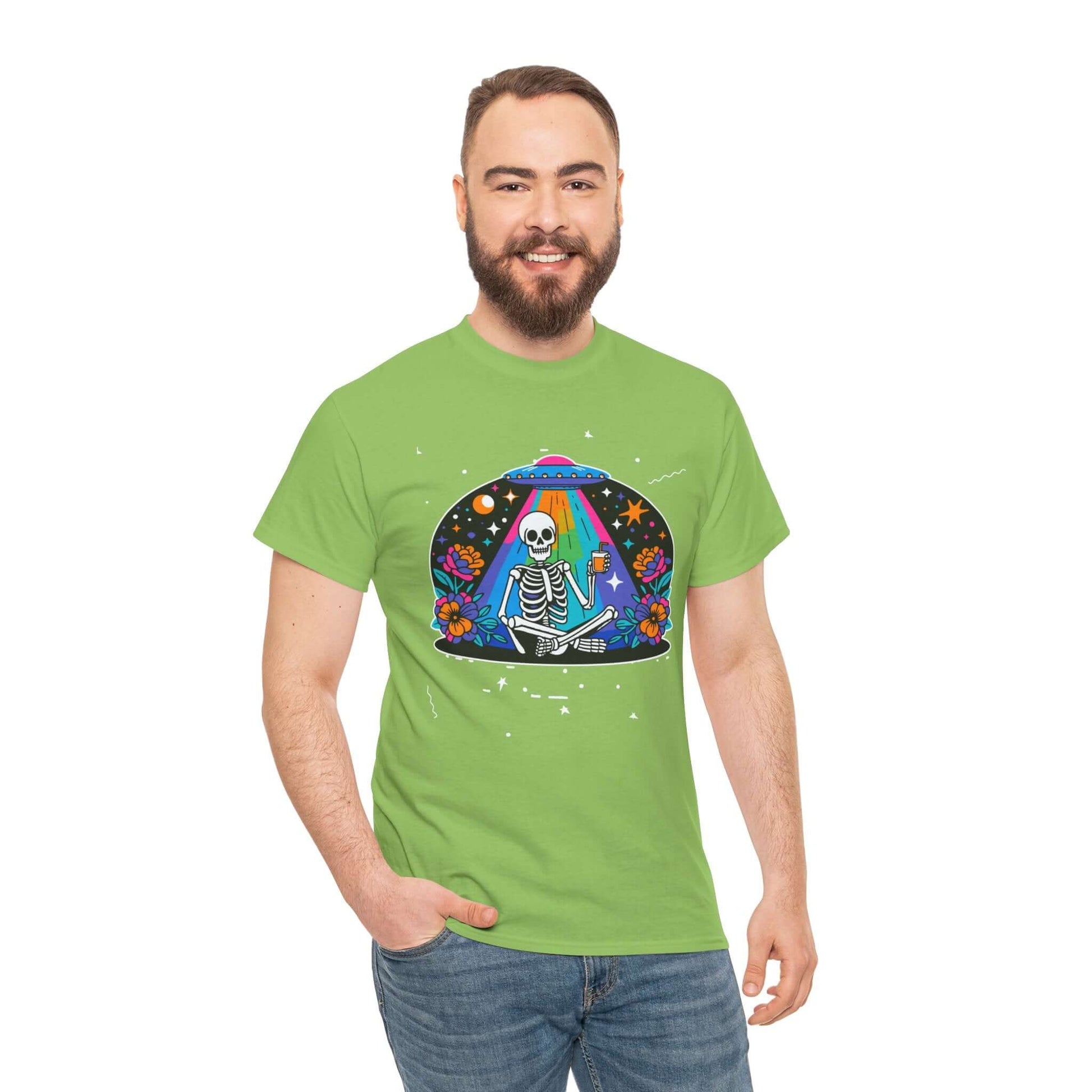 Skeleton UFO Halloween T-Shirt | Plus Size Available, Brand63