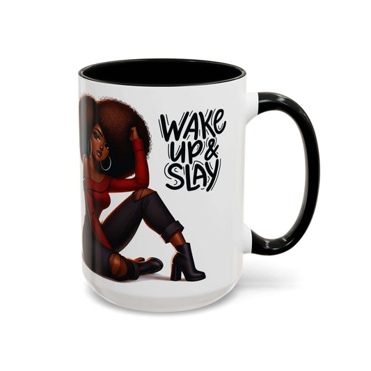 "Slay Your Day!", Afro Art Coffee Mug - 15oz, Brand63