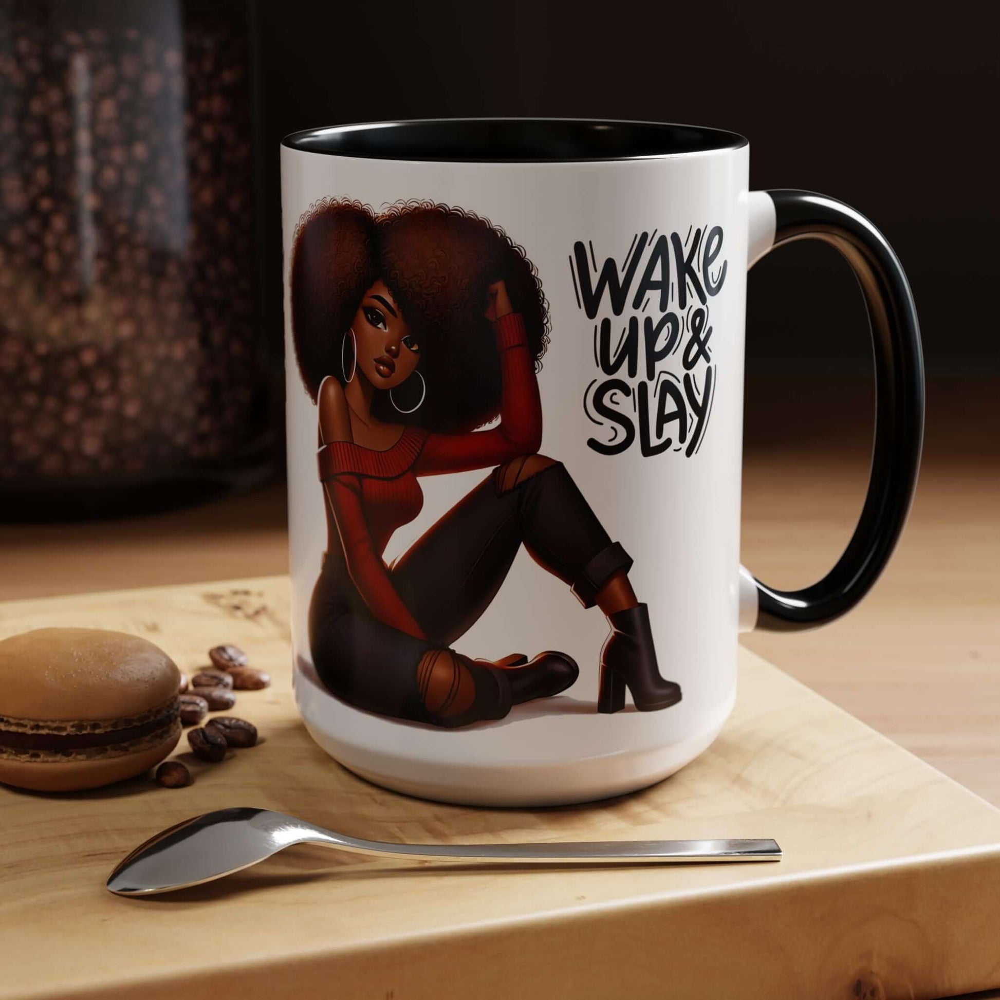 "Slay Your Day!", Afro Art Coffee Mug - 15oz, Brand63