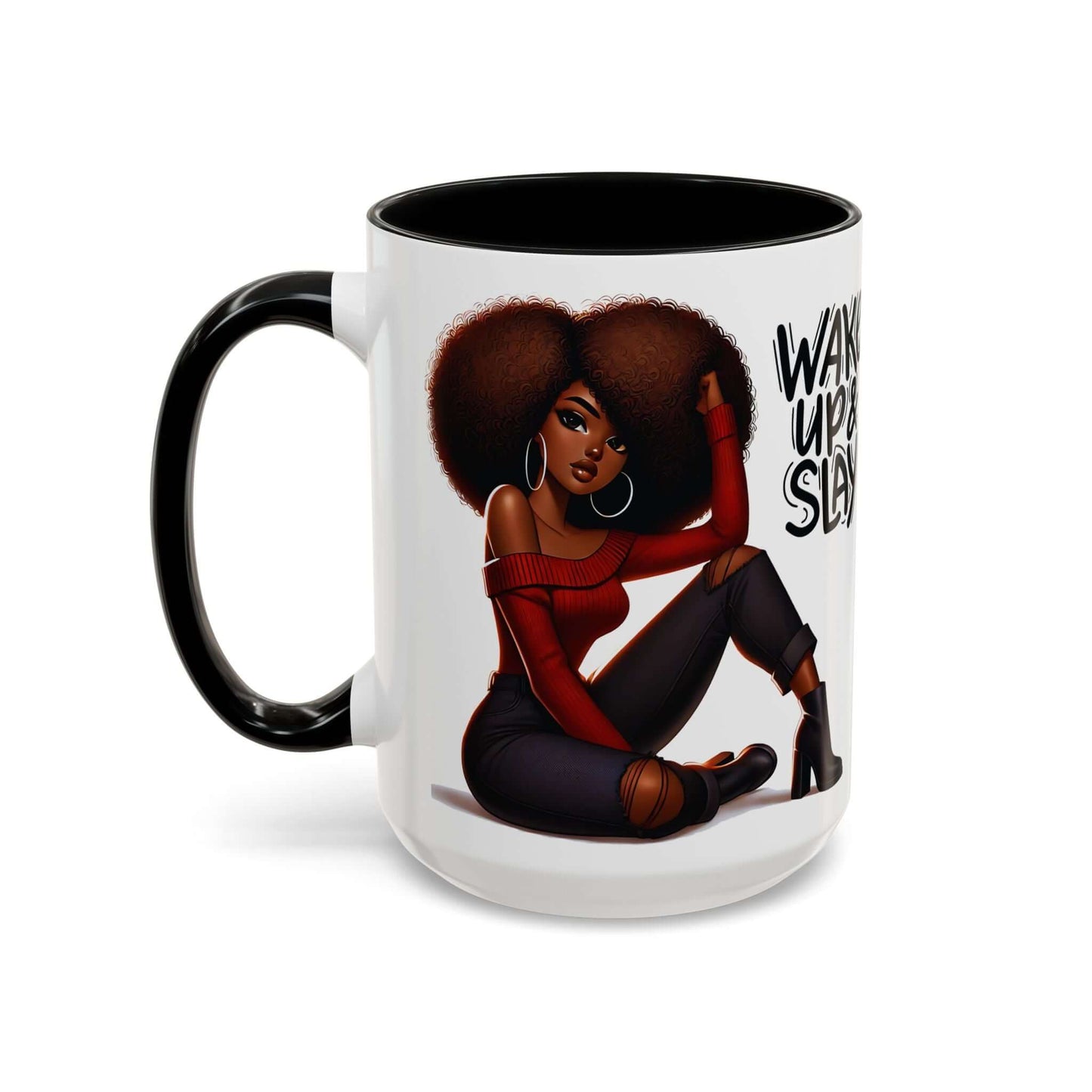 "Slay Your Day!", Afro Art Coffee Mug - 15oz, Brand63