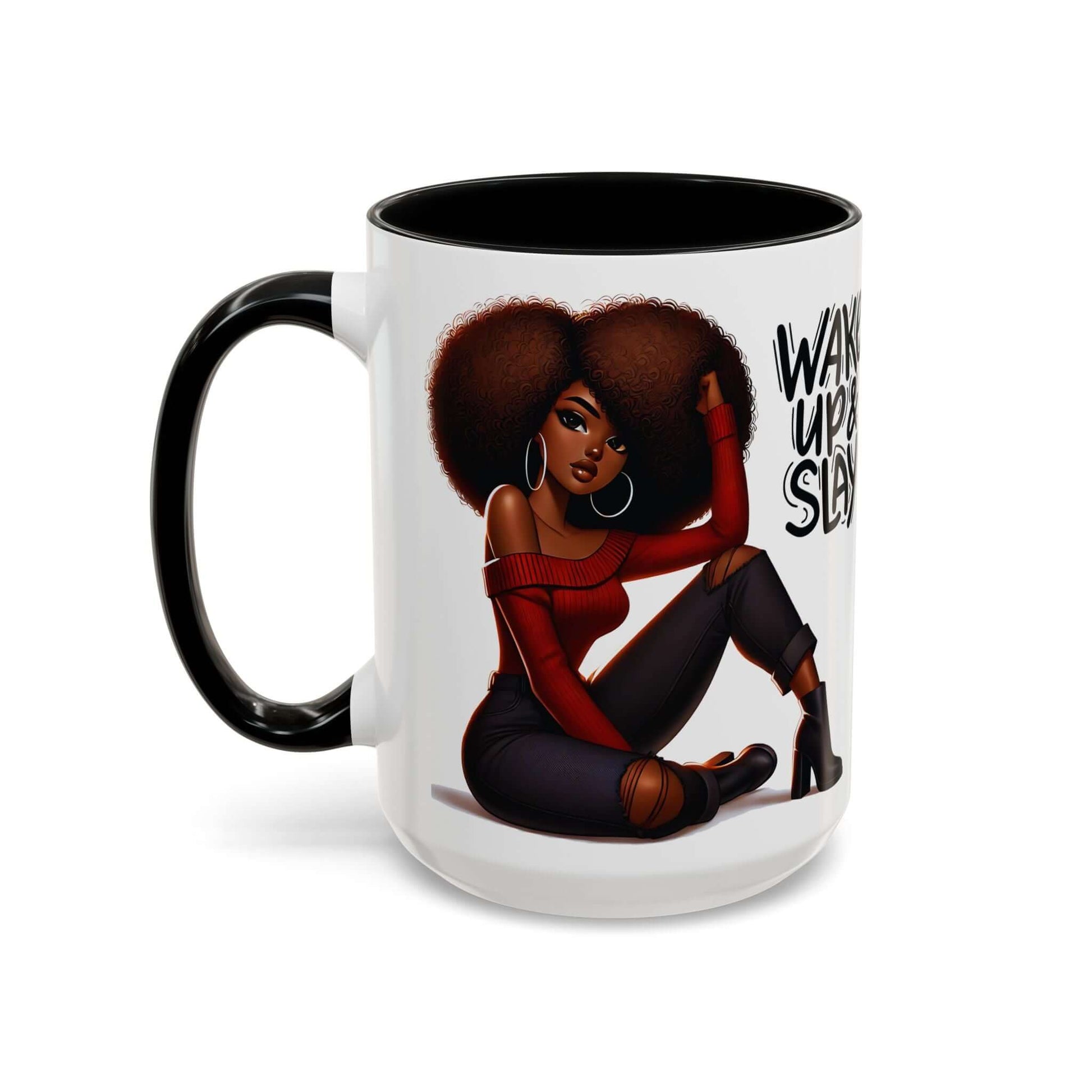 "Slay Your Day!", Afro Art Coffee Mug - 15oz, Brand63