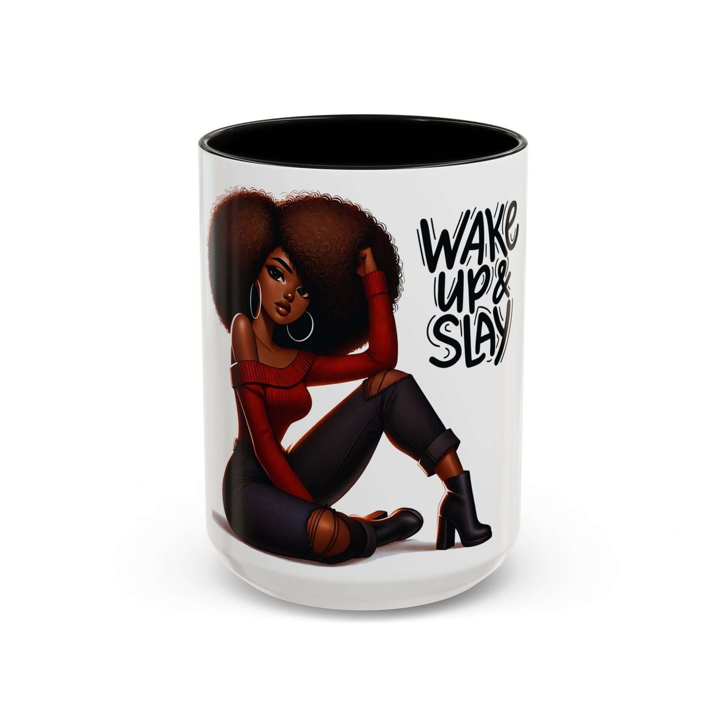 "Slay Your Day!", Afro Art Coffee Mug - 15oz, Brand63