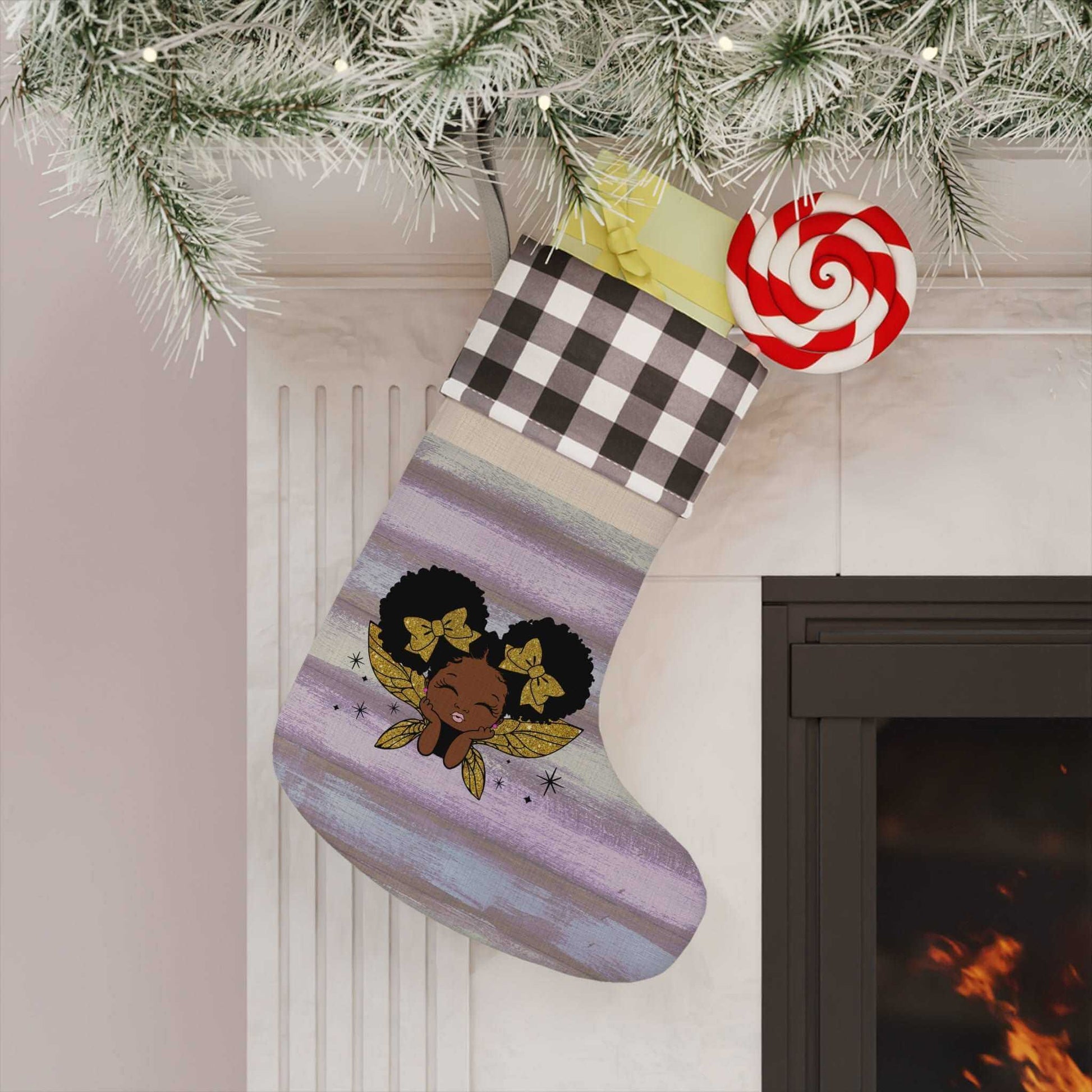 Smooches Christmas Stocking | African American LiL Girl Xmas Candy Bag, Brand63