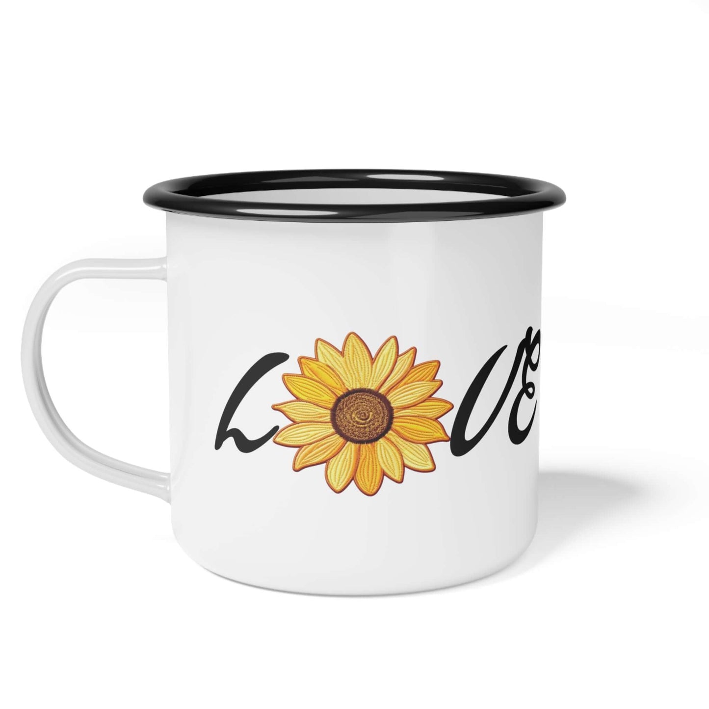 Sunflower Faux Embroidered Enamel Cup | Perfect Outdoor Camping Cup, Brand63