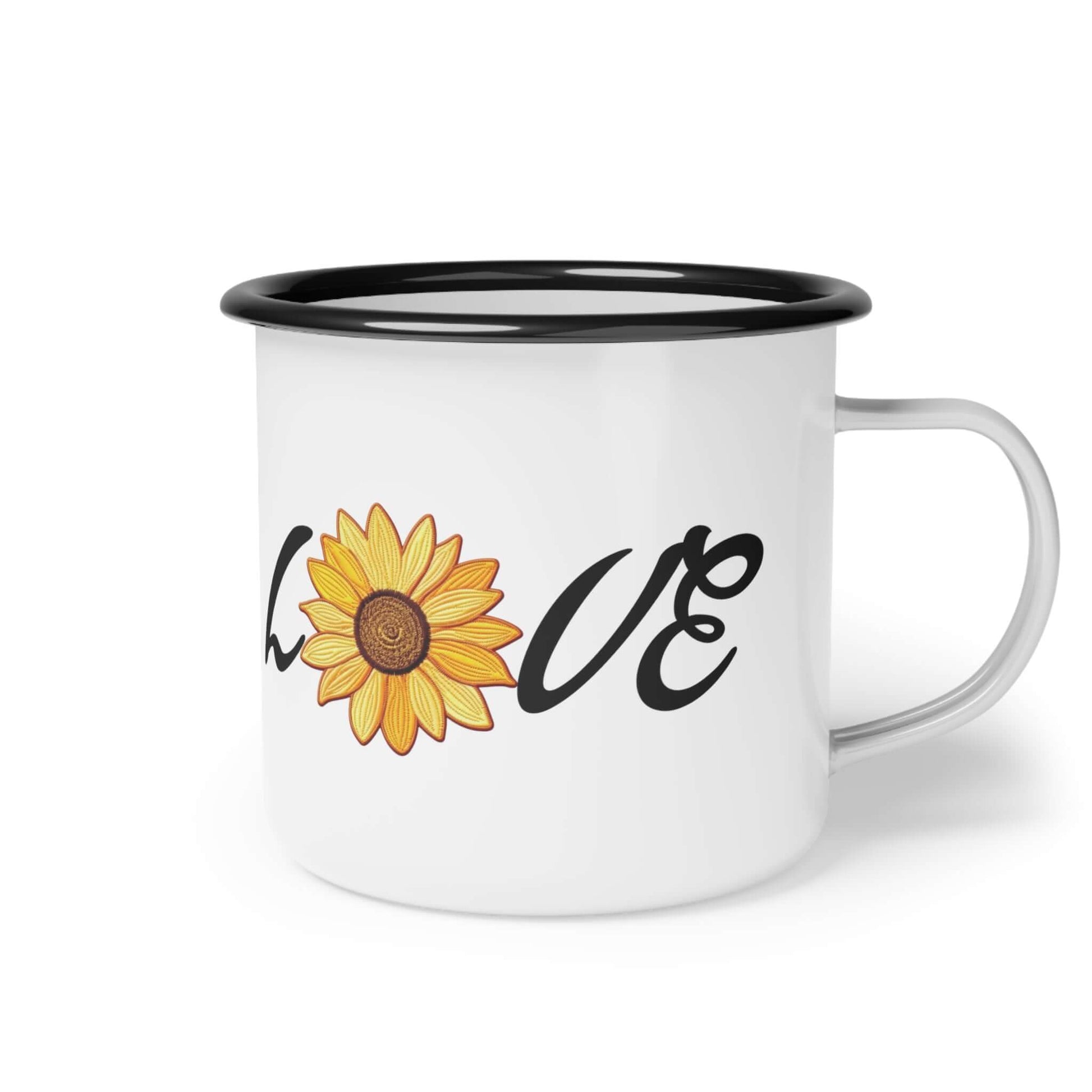 Sunflower Faux Embroidered Enamel Cup | Perfect Outdoor Camping Cup, Brand63