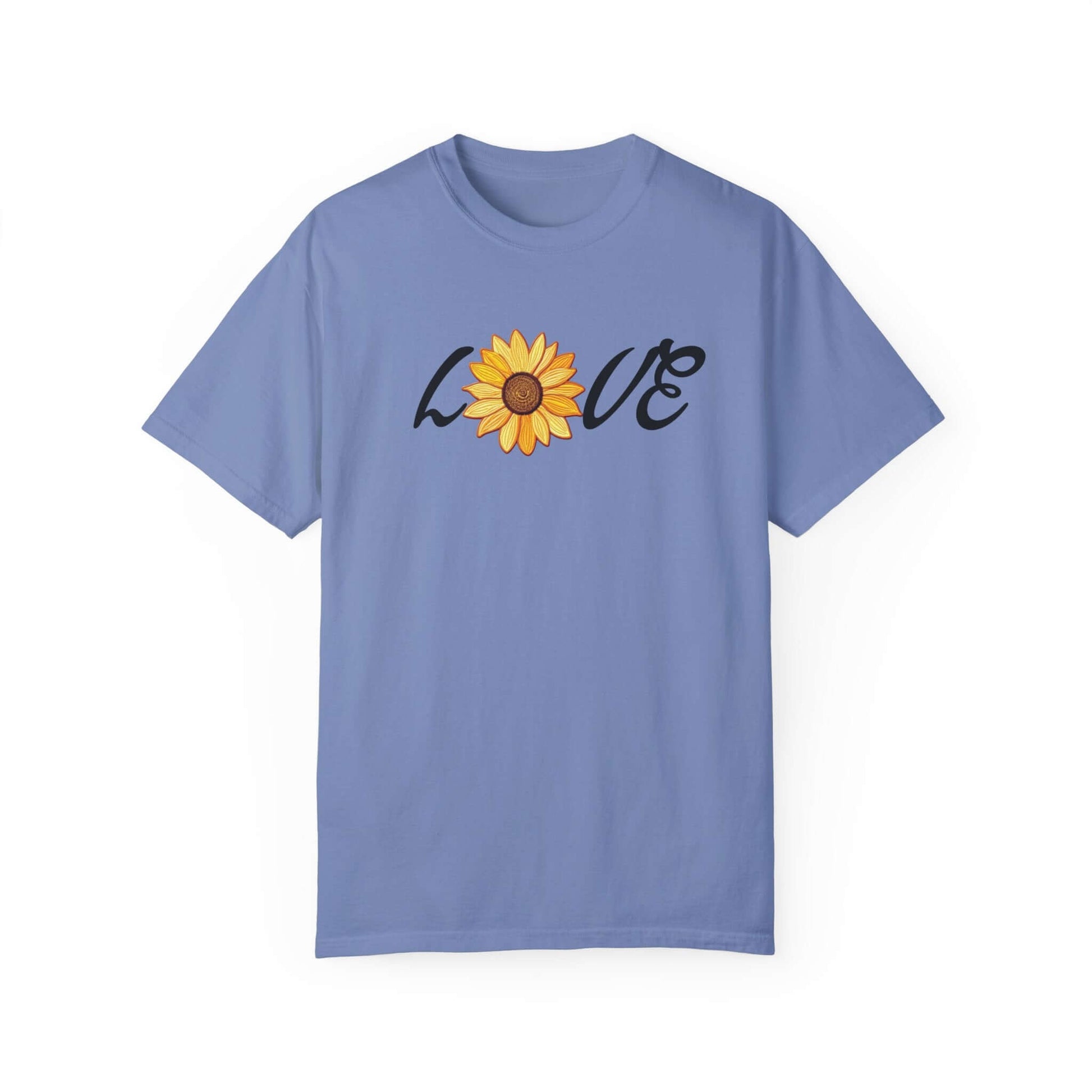 Sunflower T-shirt | Faux Embroidered Sunflower Design | Sunny Blossom Love Tee, Brand63