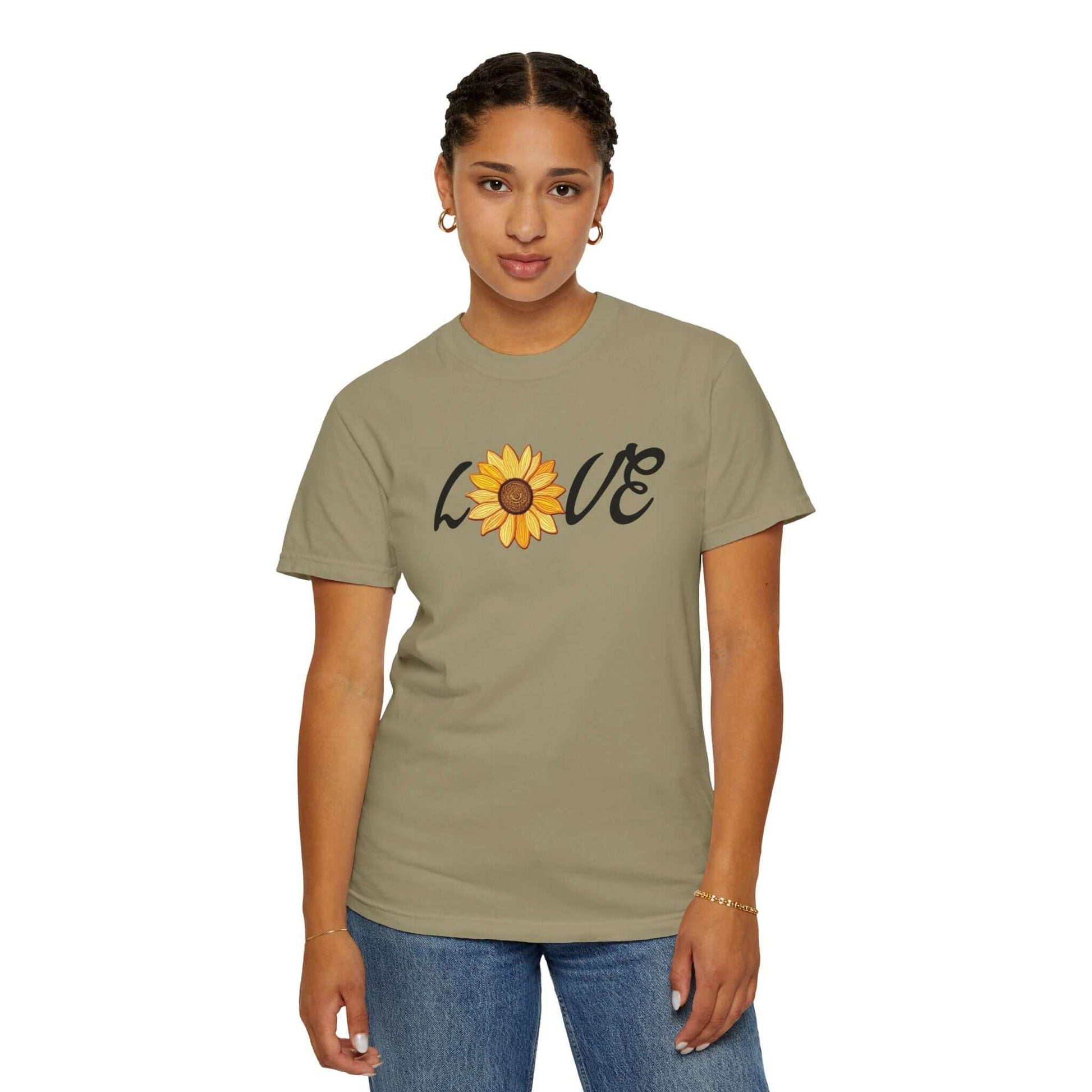 Sunflower T-shirt | Faux Embroidered Sunflower Design | Sunny Blossom Love Tee, Brand63