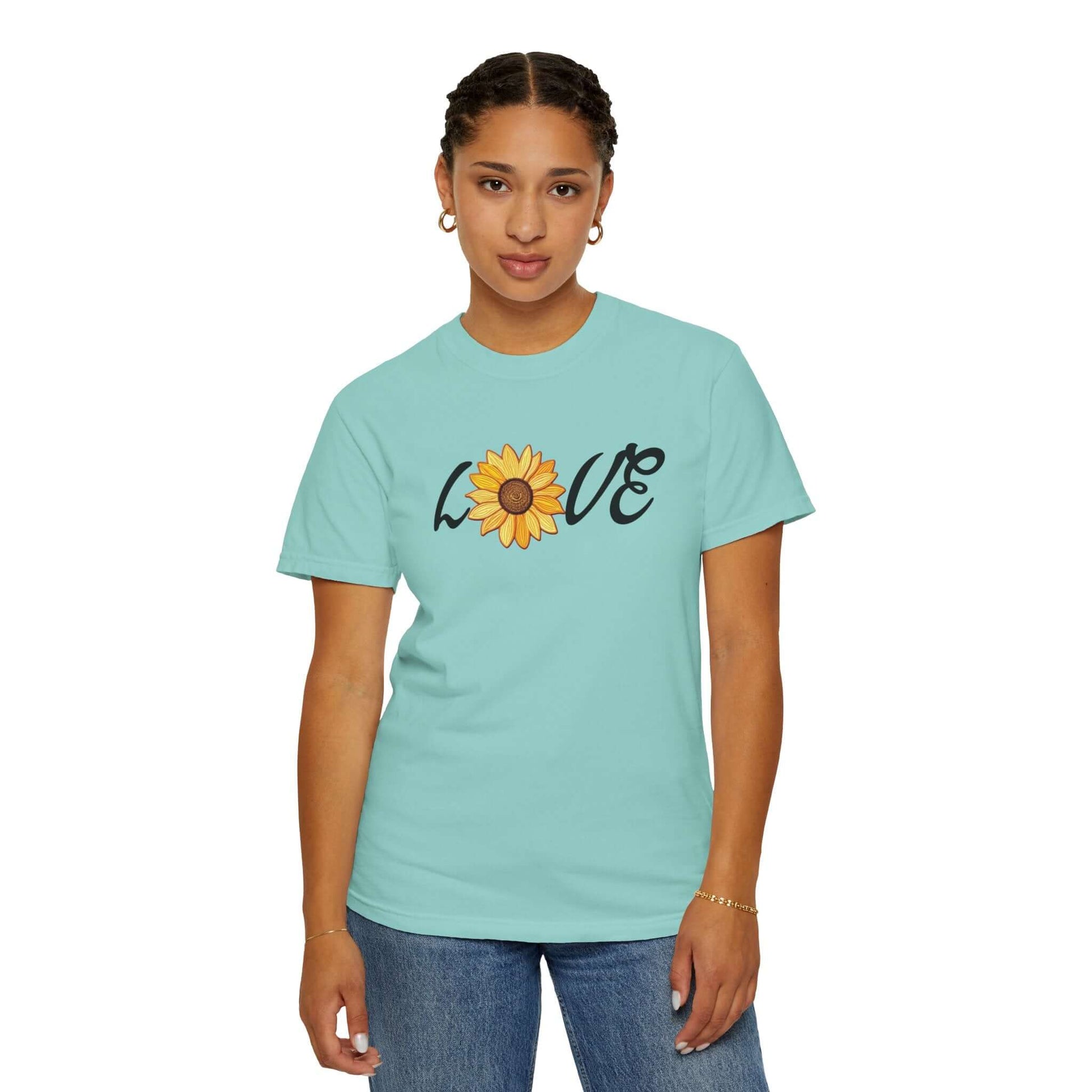 Sunflower T-shirt | Faux Embroidered Sunflower Design | Sunny Blossom Love Tee, Brand63