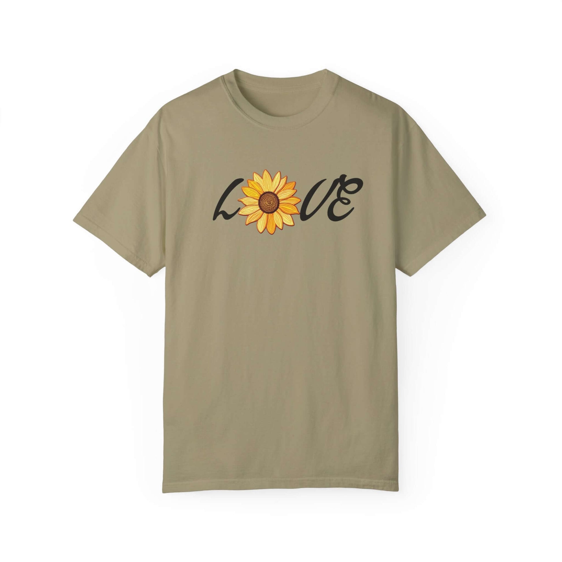 Sunflower T-shirt | Faux Embroidered Sunflower Design | Sunny Blossom Love Tee, Brand63