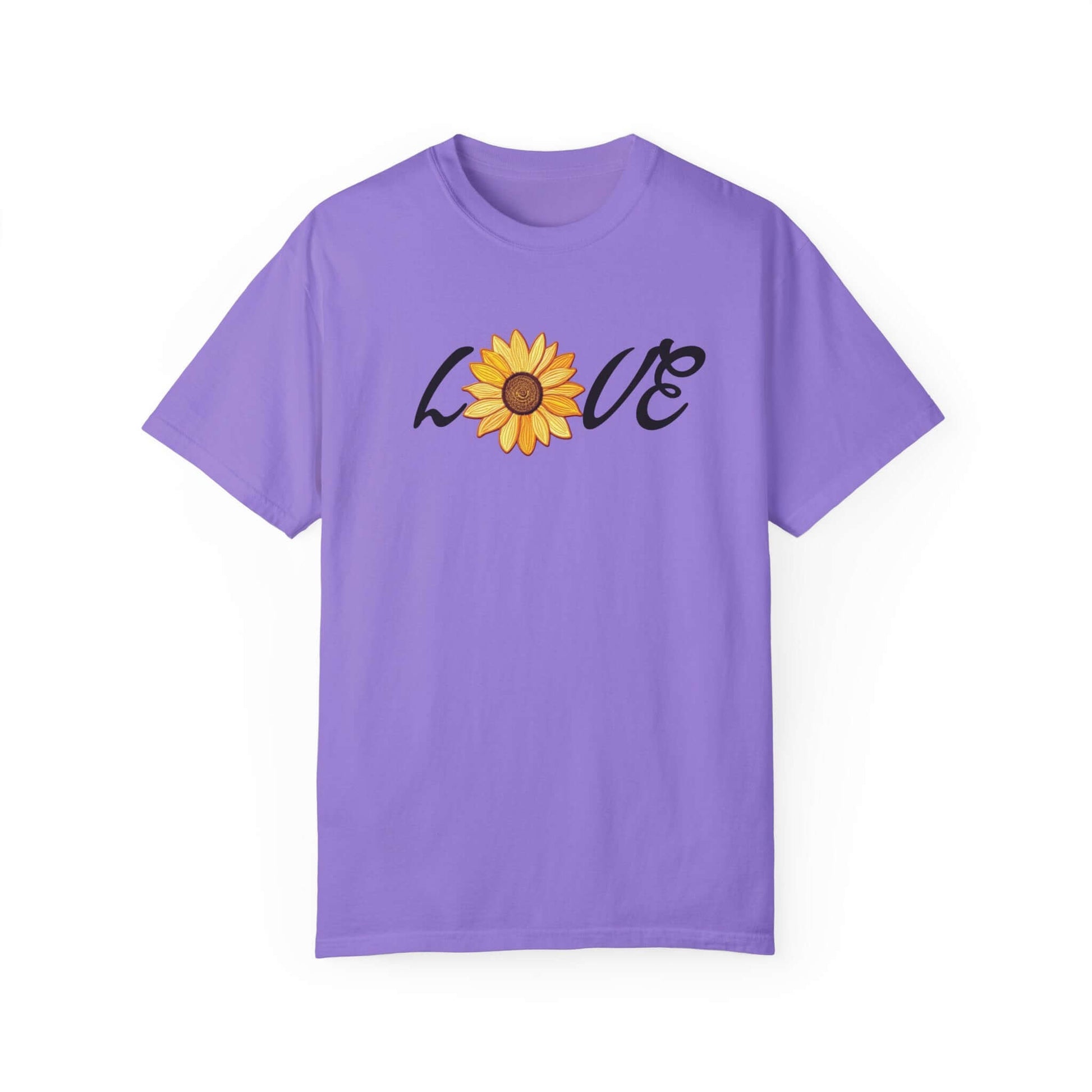 Sunflower T-shirt | Faux Embroidered Sunflower Design | Sunny Blossom Love Tee, Brand63