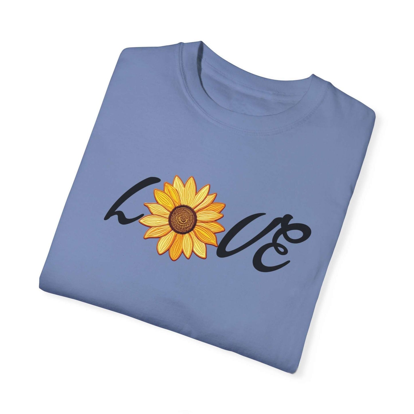 Sunflower T-shirt | Faux Embroidered Sunflower Design | Sunny Blossom Love Tee, Brand63