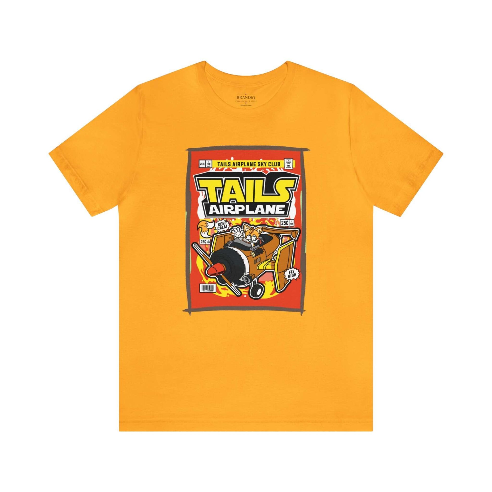 Tails Airplane Sky Club Retro Comic Book-Pop Art Graphic T-shirt, Brand63